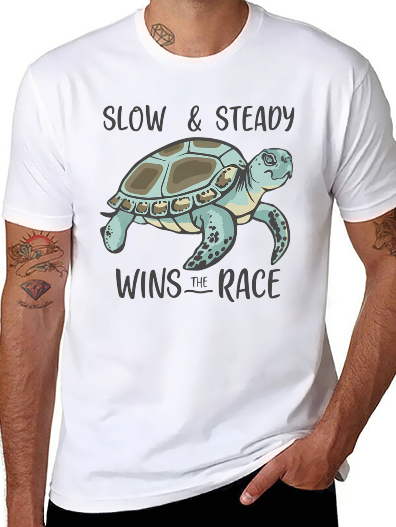 Black Slow & Steady Turtle Graphic T-Shirt view 8