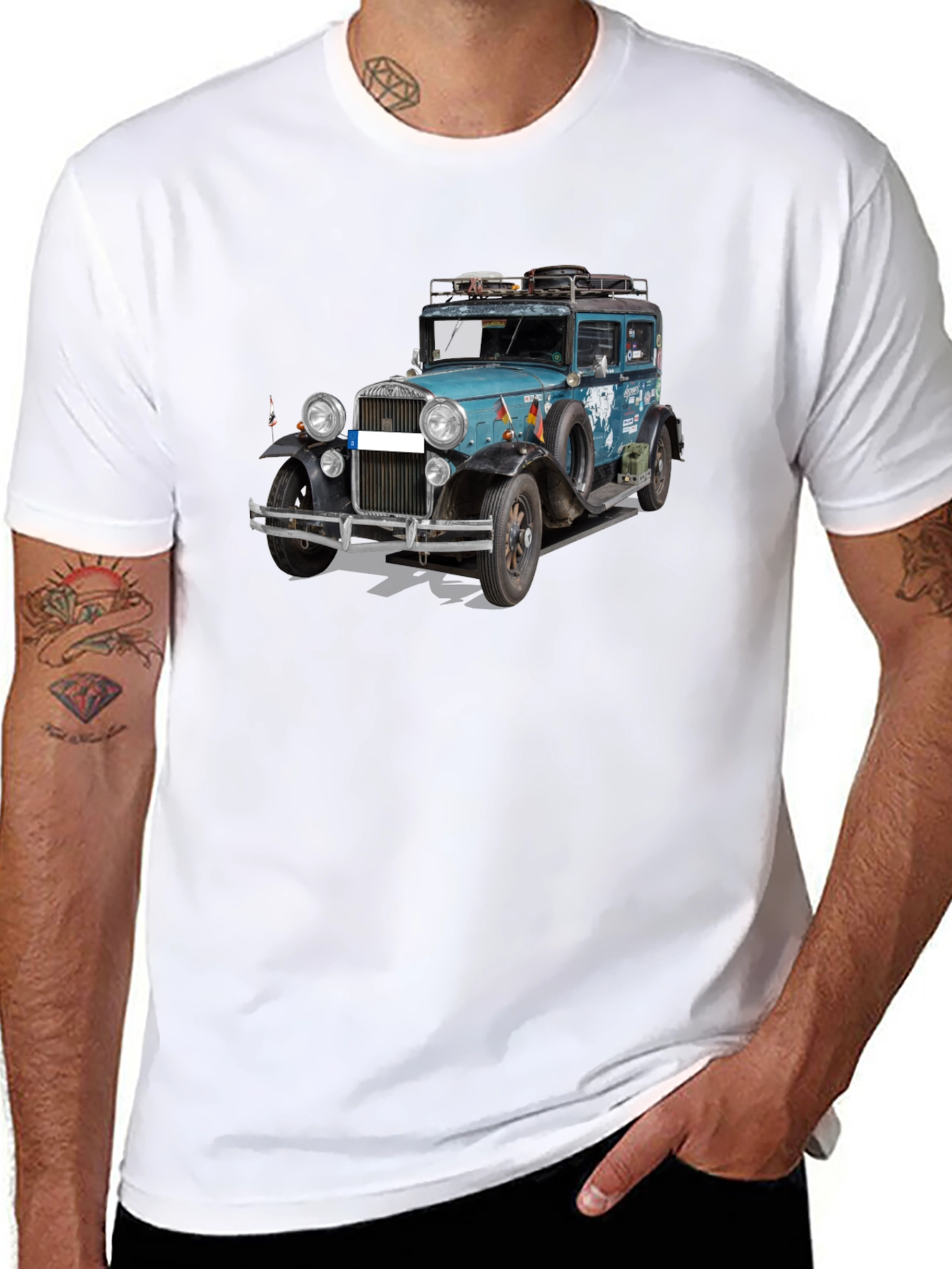 Black Vintage Car Graphic Tee - Black T-Shirt view 8