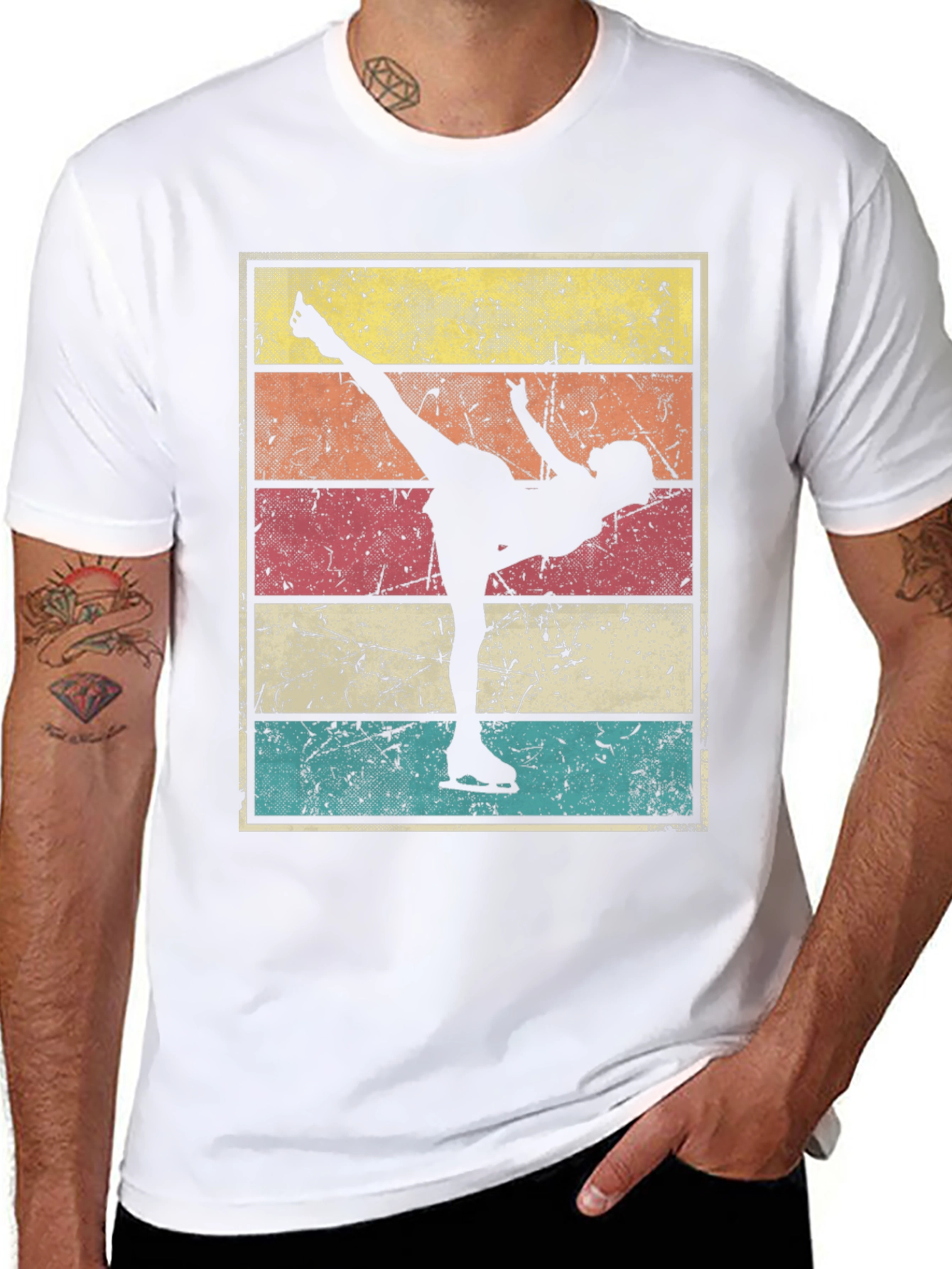 Black Retro Ice Skating Silhouette T-Shirt view 8