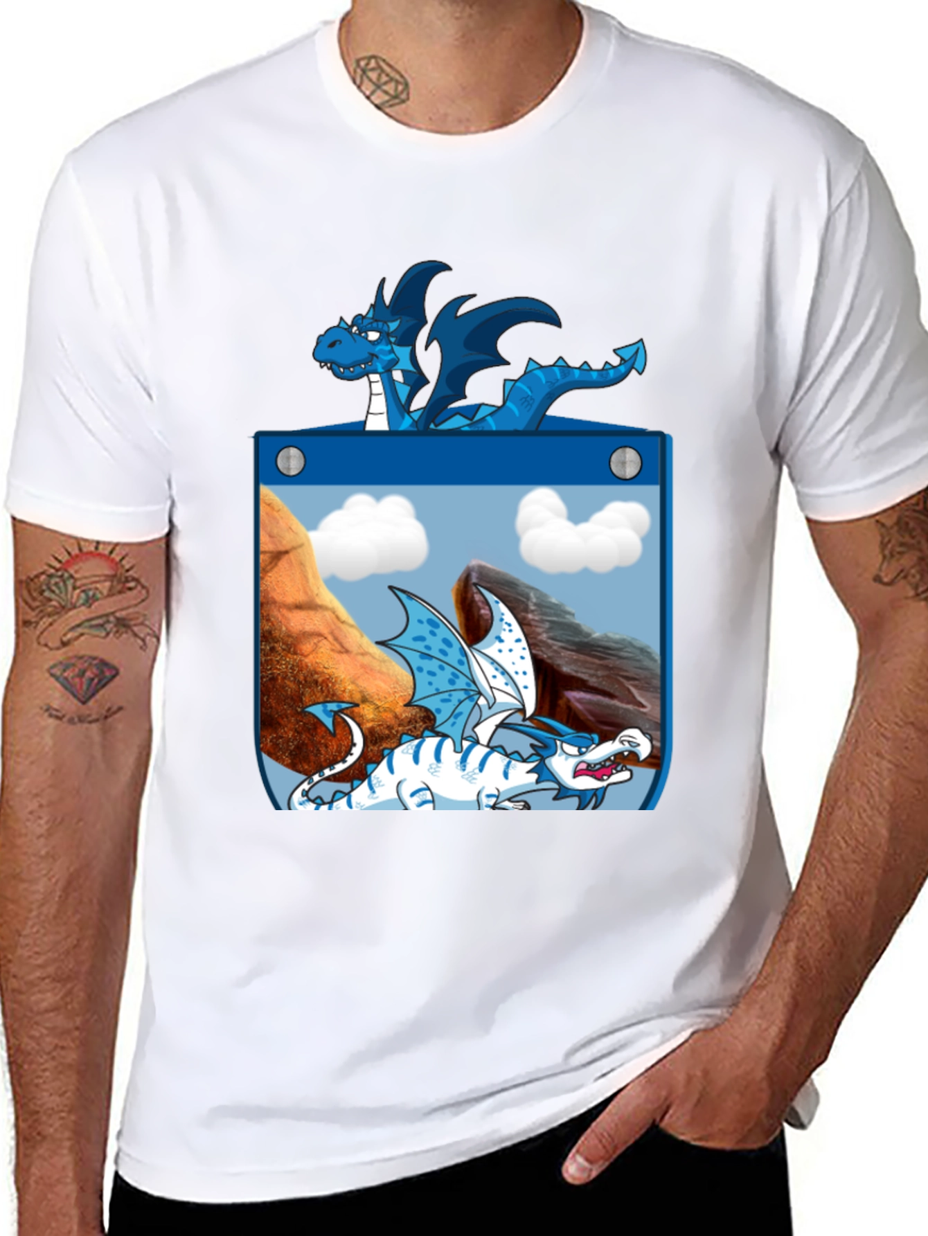 Black Dragon Pocket Graphic Tee - Fantasy Creature Design view 8