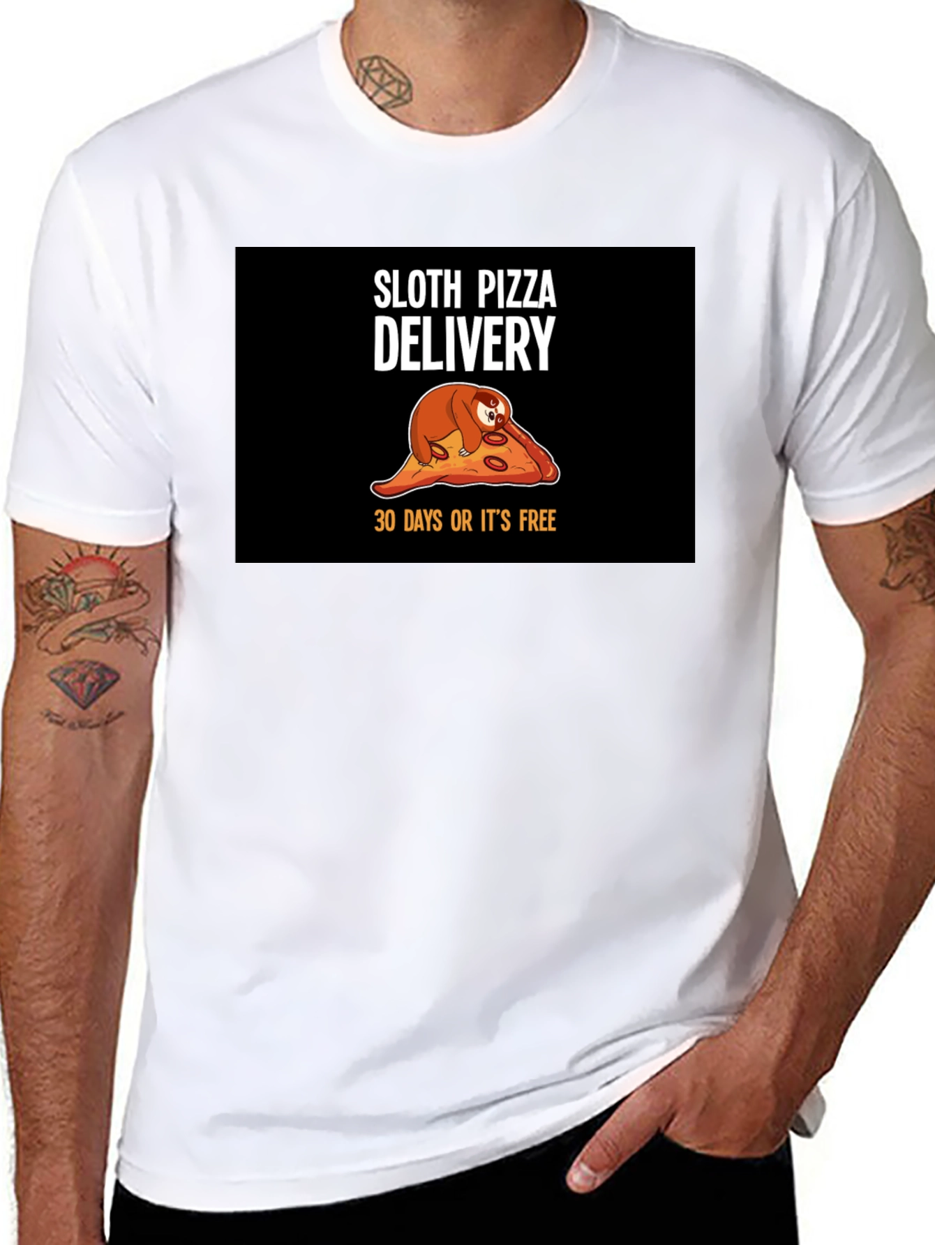 Black Sloth Pizza Delivery T-Shirt - Funny, Unique Design view 8
