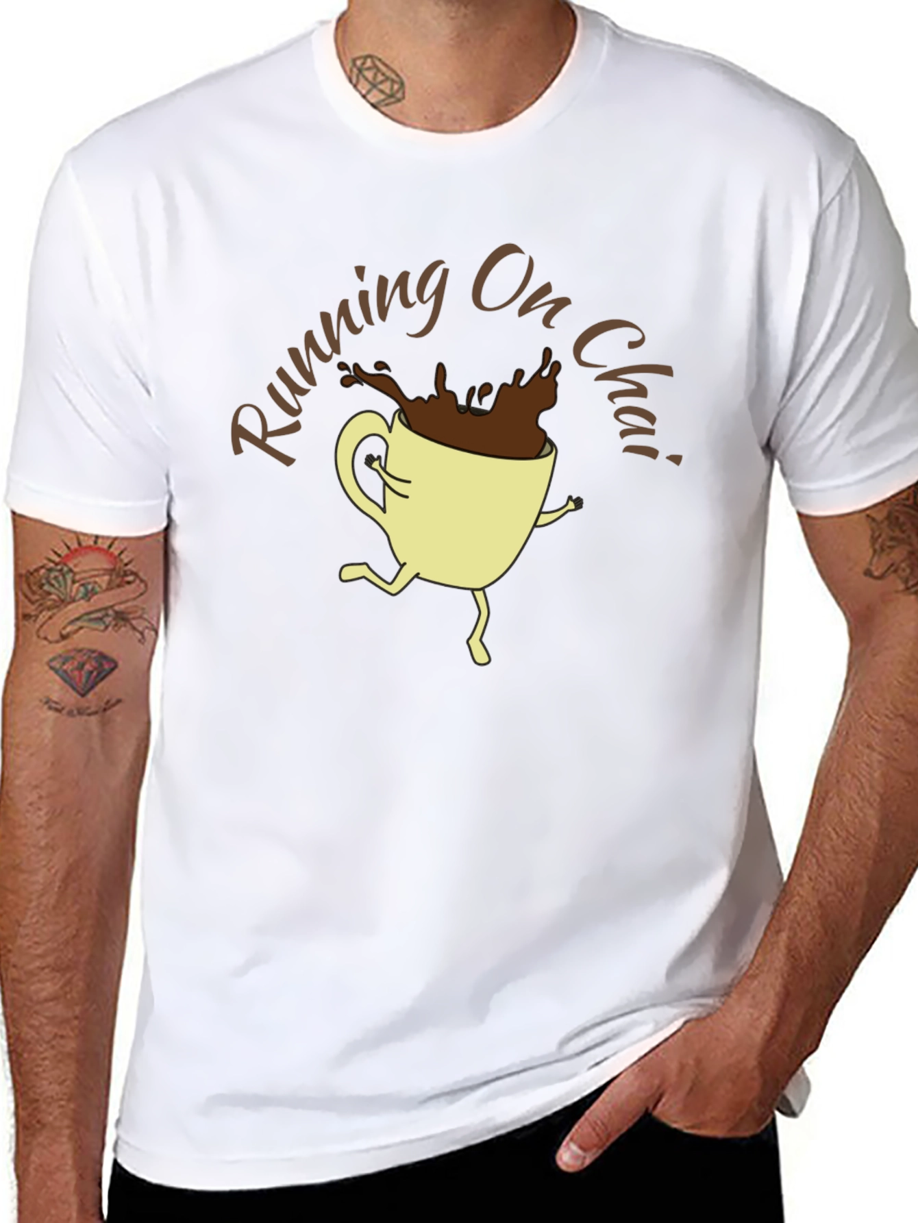 Running On Chai Graphic T-Shirt - Coffee Lover Tee - 8