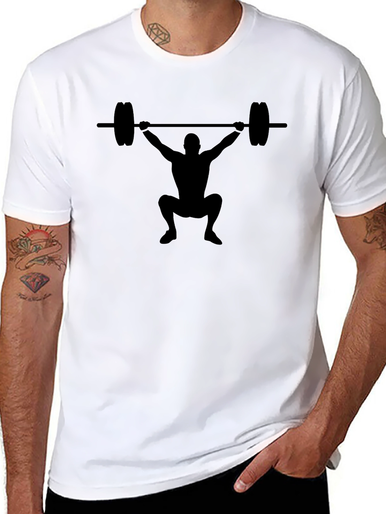 Black Weightlifting Graphic Tee - Black Unisex T-Shirt view 8