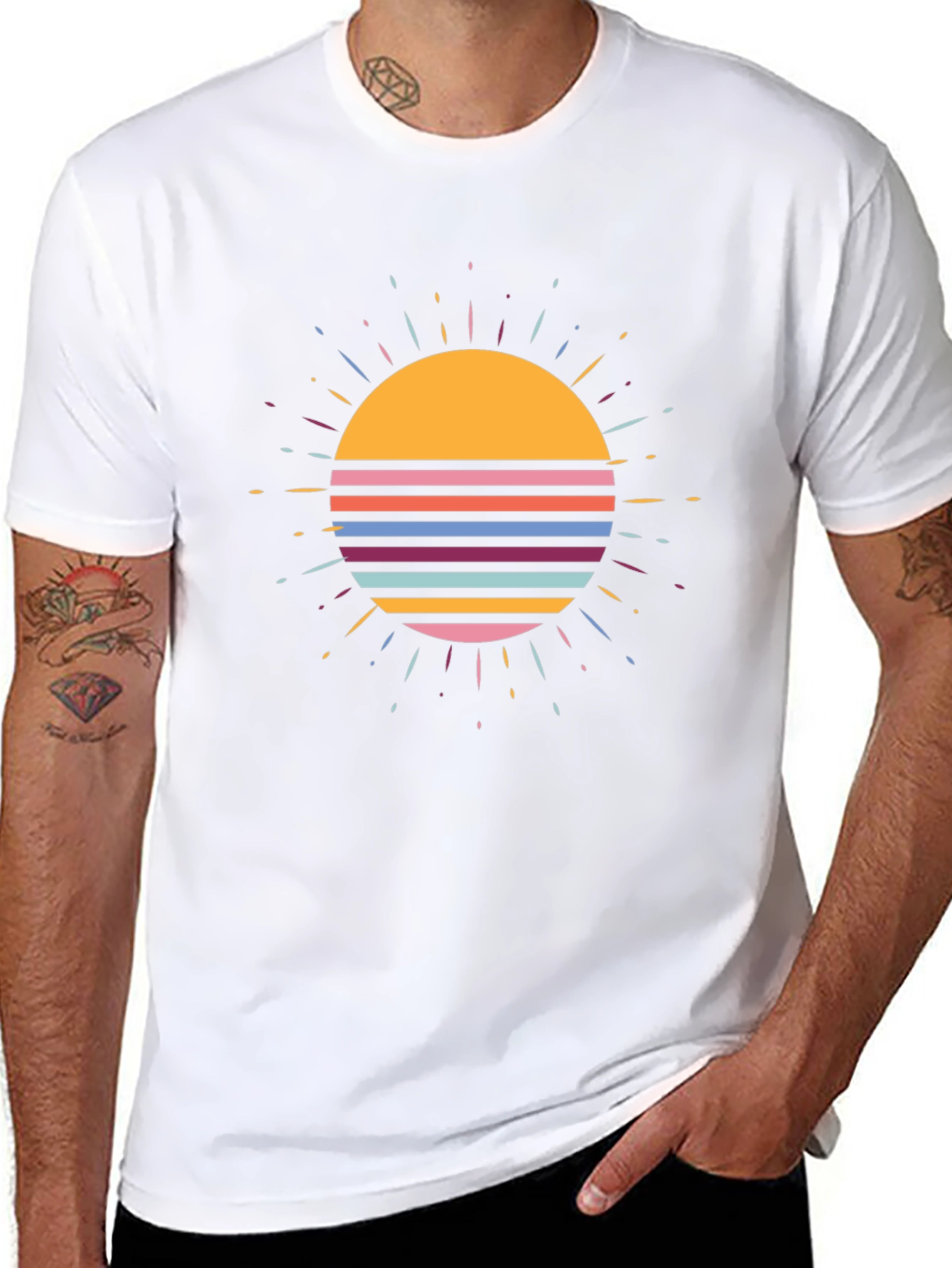 Black Retro Sunset Graphic Tee view 8