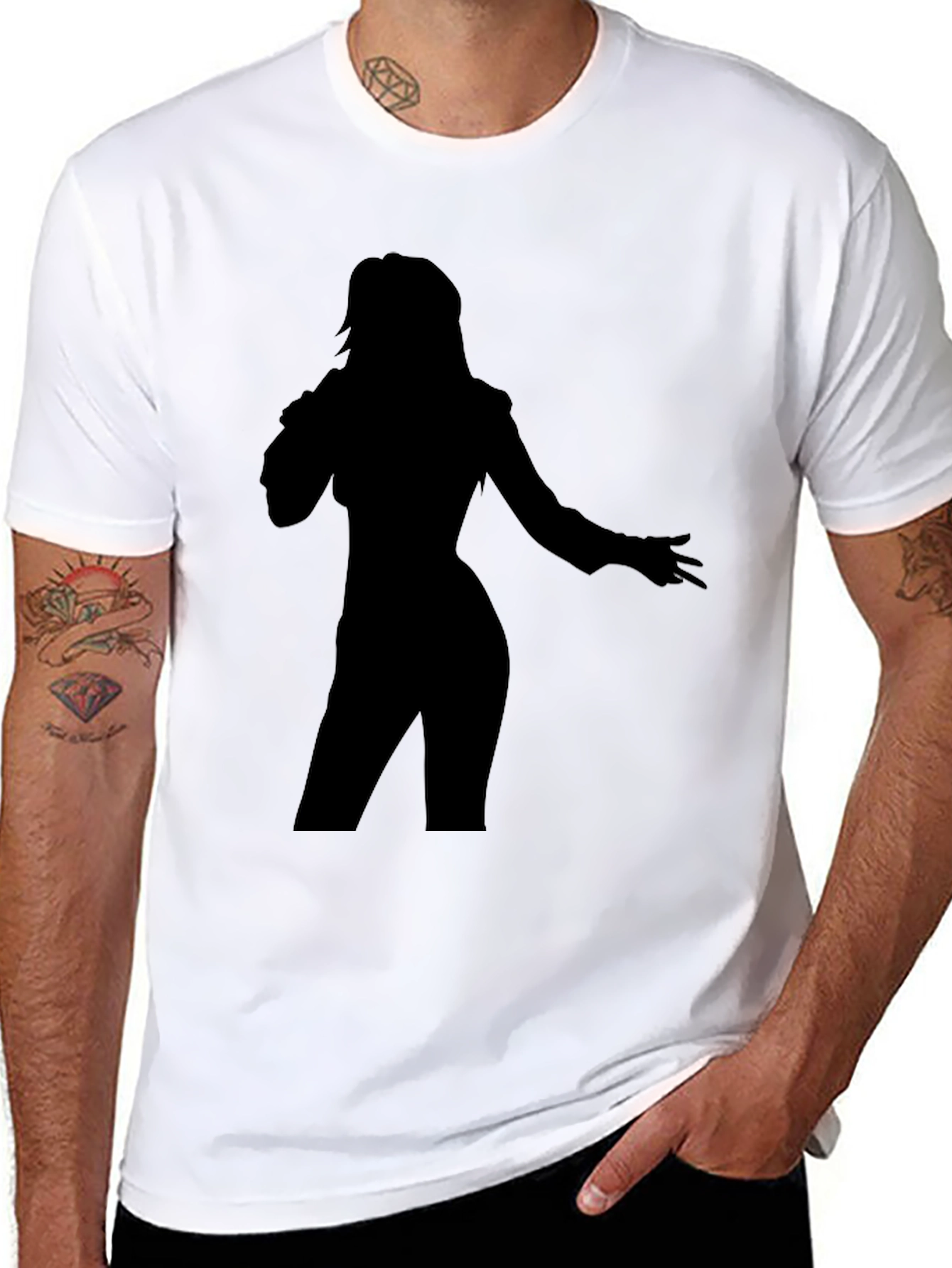Black Silhouette Singer Graphic Tee view 8