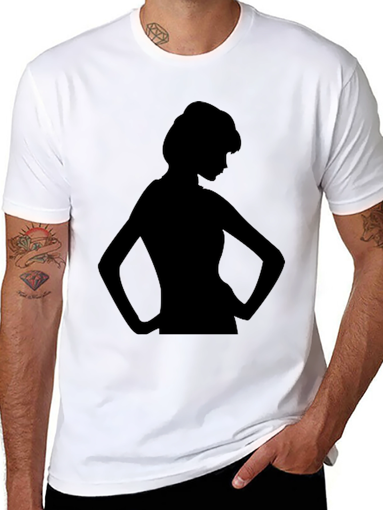 Black Silhouette Woman Graphic Tee - Black view 8