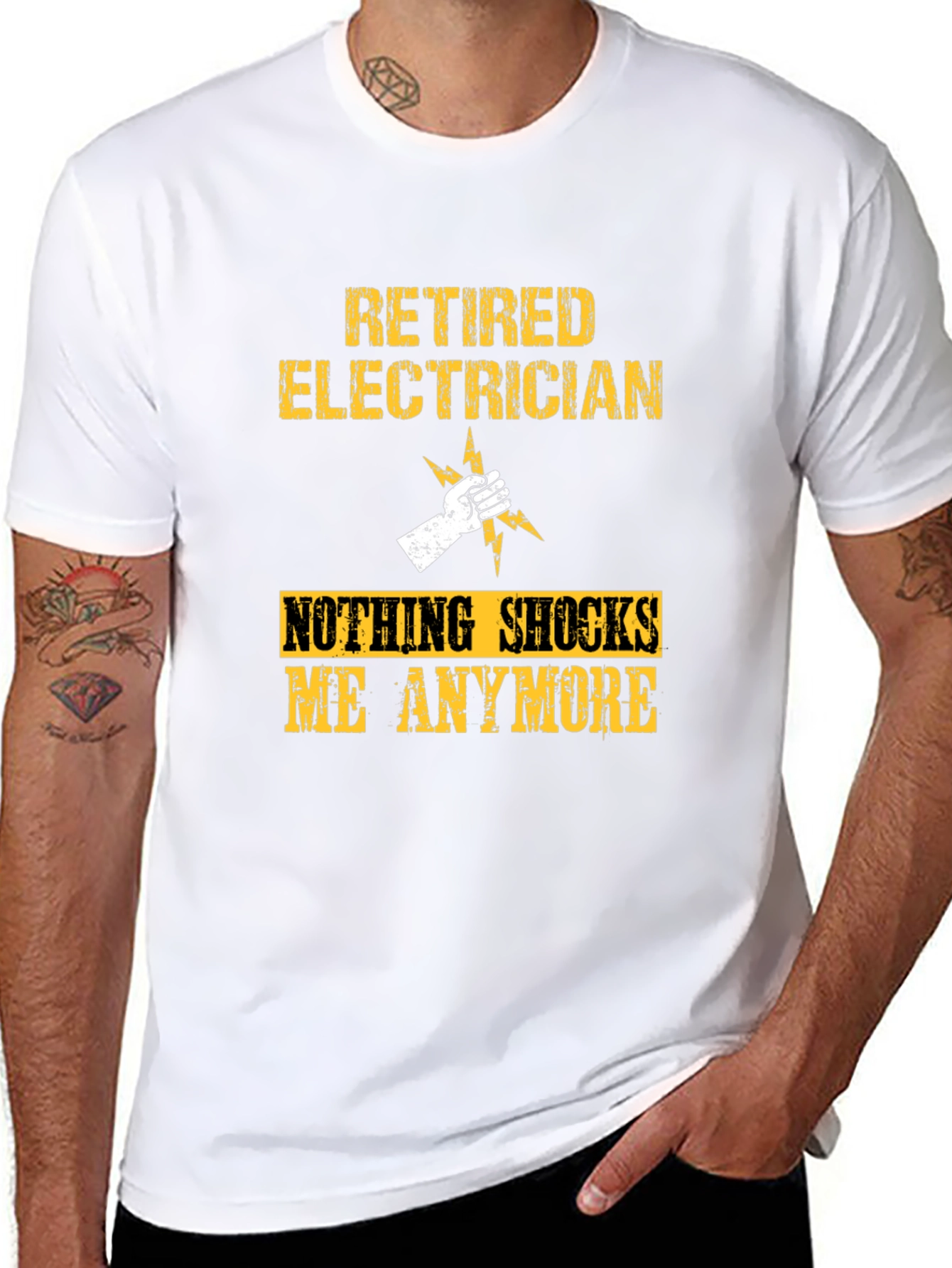 Black Retired Electrician T-Shirt - Nothing Shocks Me Anymore view 8