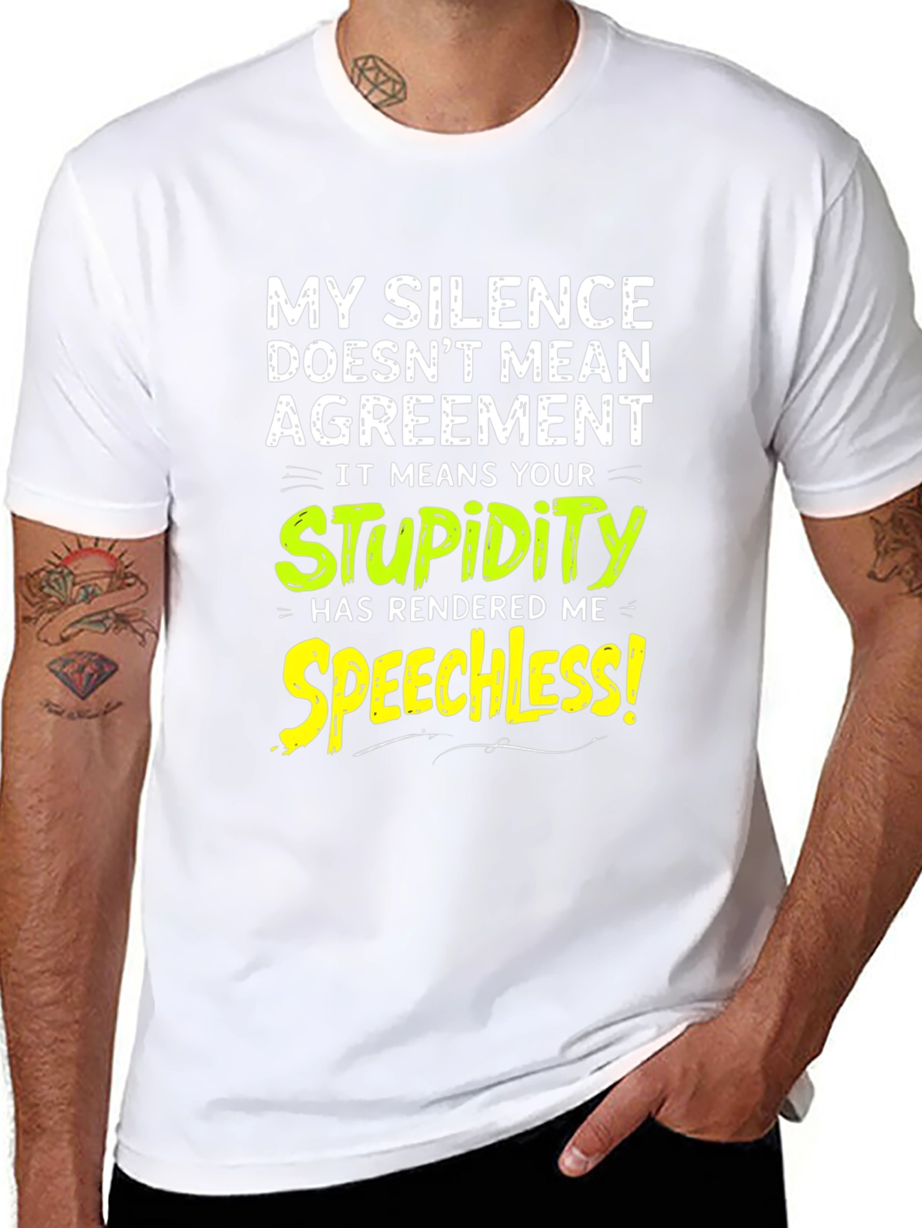 Black Funny Silence Means Stupidity Graphic T-Shirt view 8