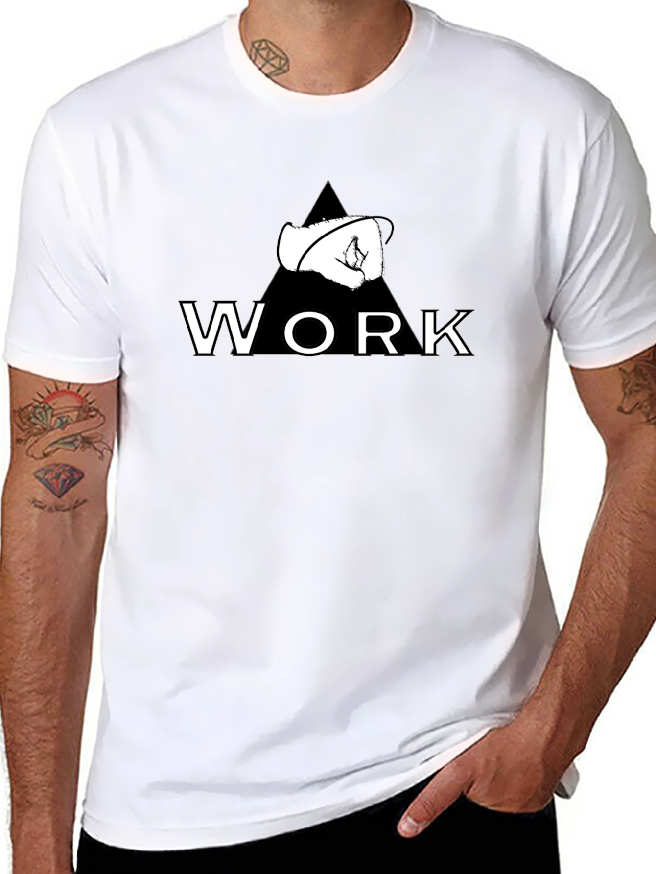 Black Work Fist Graphic Tee - Black Cotton Casual Shirt view 8