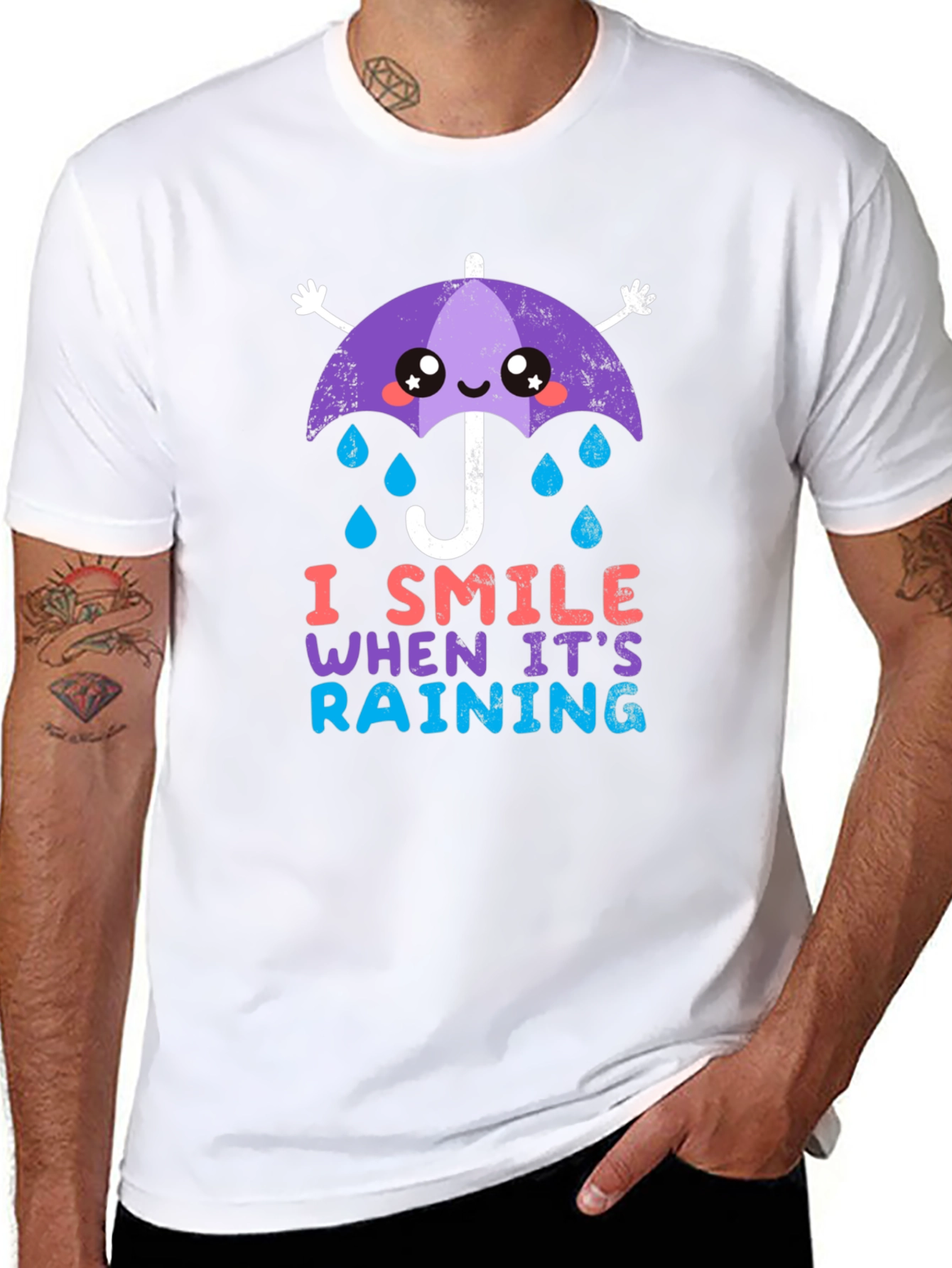 Black I Smile When It's Raining T-Shirt view 8