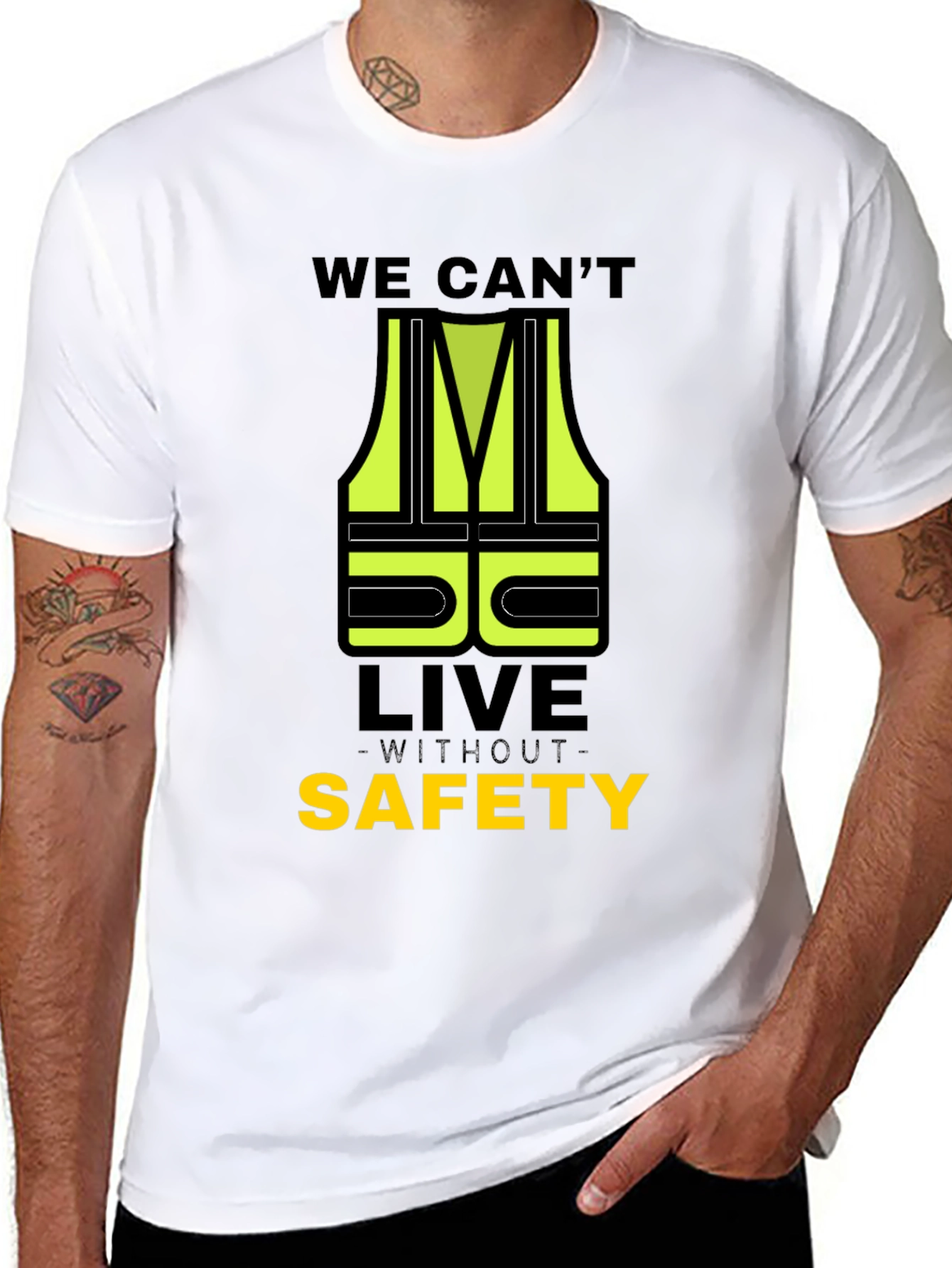 Black Safety First T-Shirt - High Visibility Graphic Tee view 8