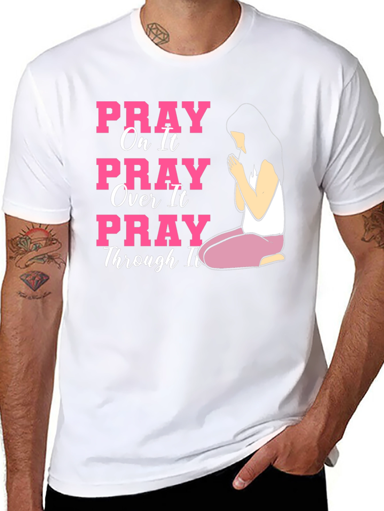 Black Pray On It Graphic Tee view 8