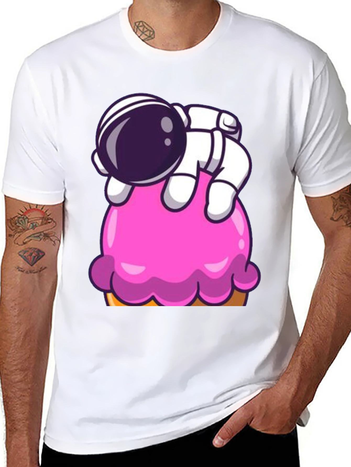 Black Astronaut Ice Cream Graphic Tee view 8