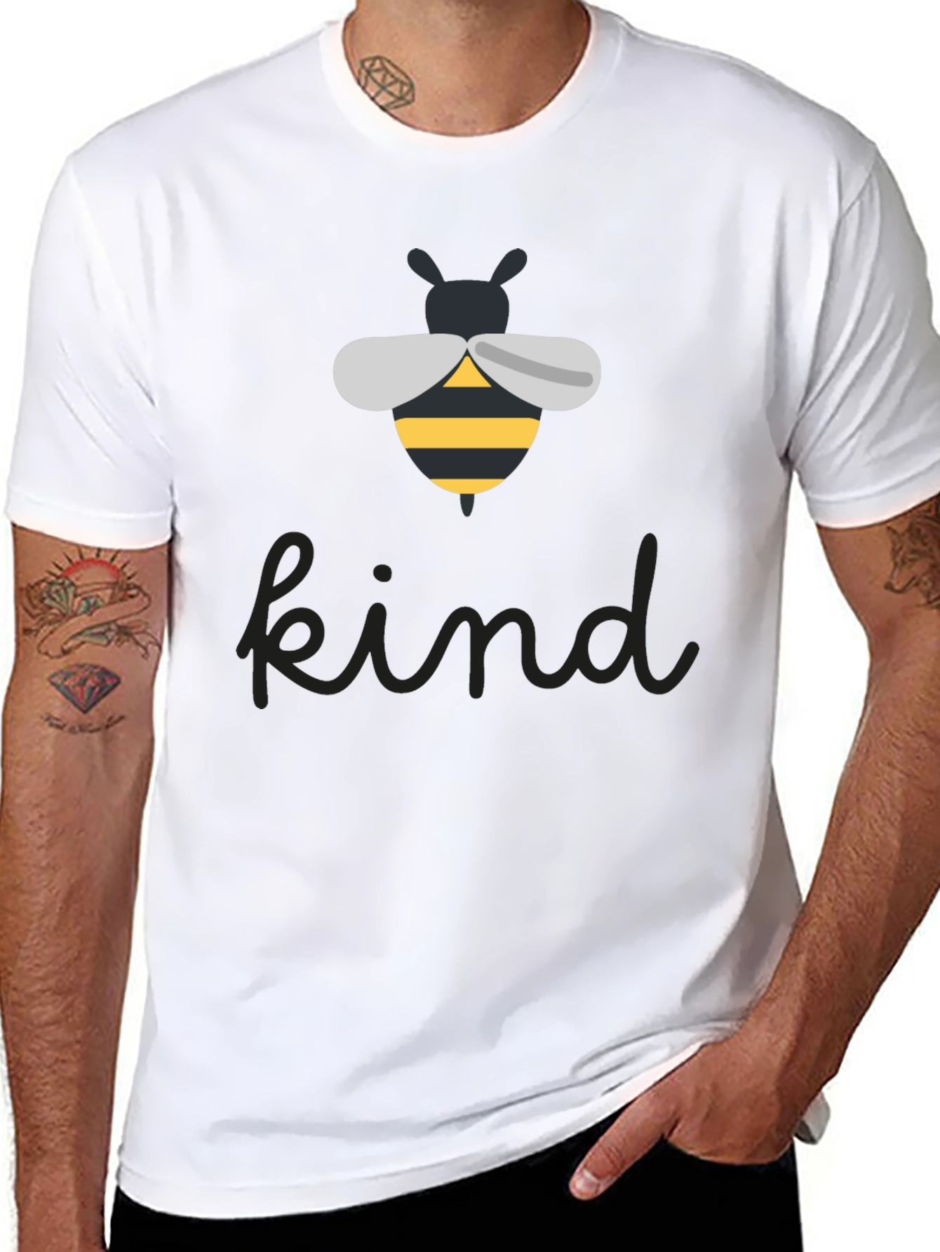 Black Bee Kind Graphic Tee - Unisex Black T-Shirt view 8