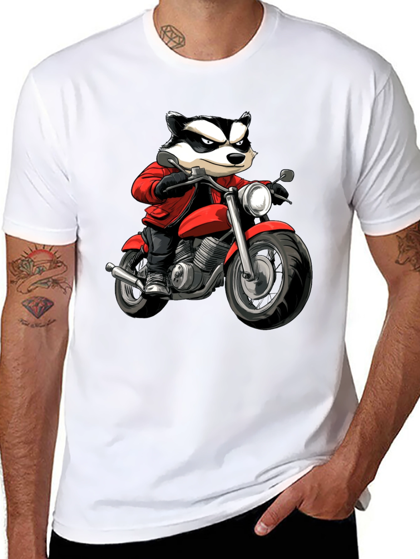 Black Badger Biker Graphic T-Shirt - Cool Cartoon Ride view 8