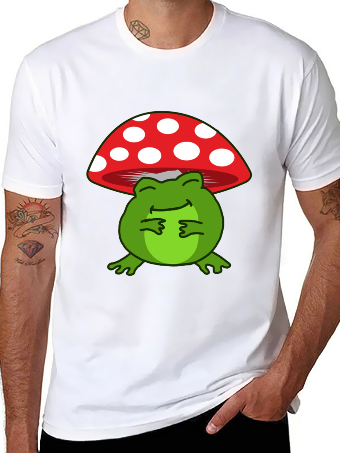 Black Frog Under Mushroom T-Shirt view 8