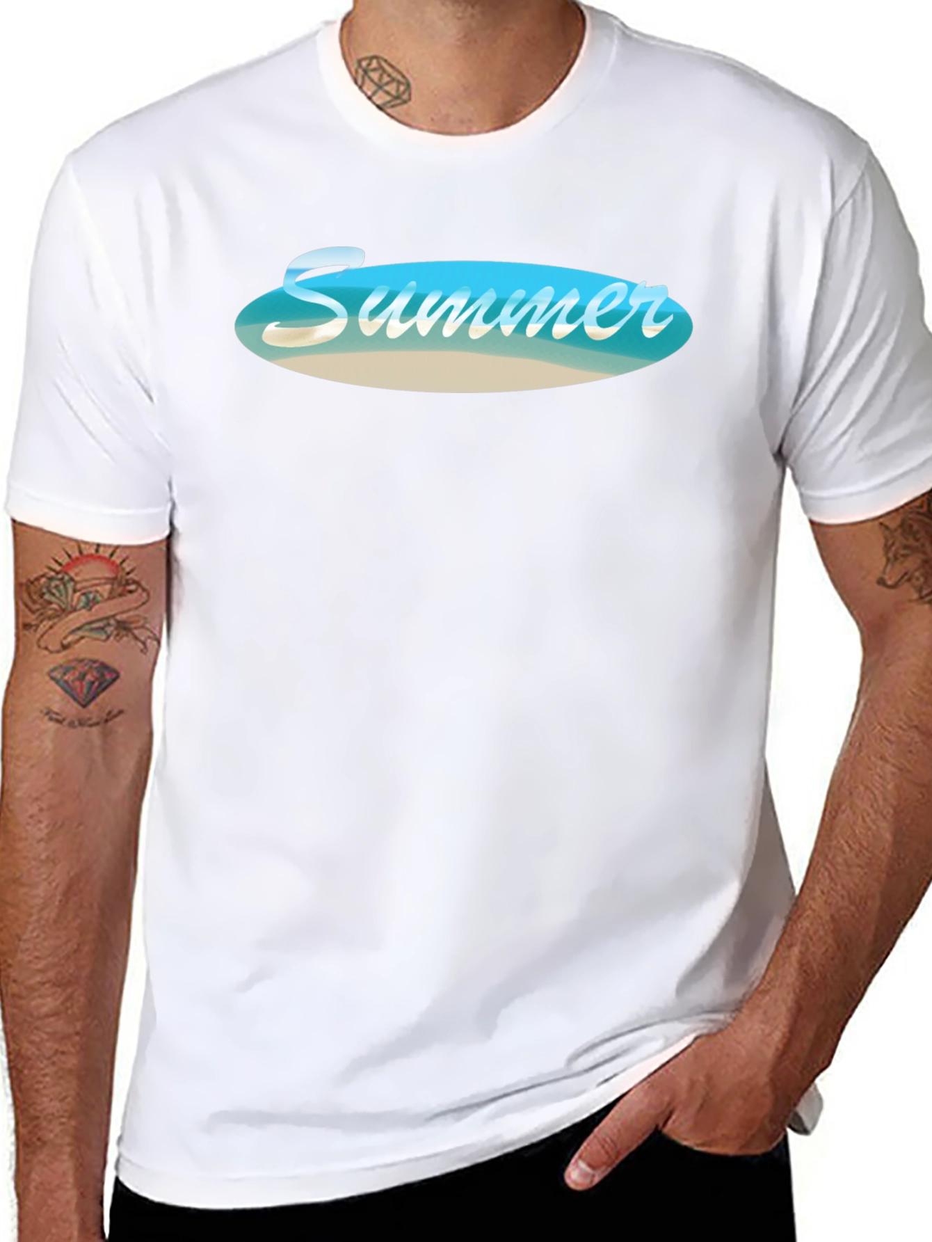 Black Summer Beach Vibe Black T-Shirt view 8