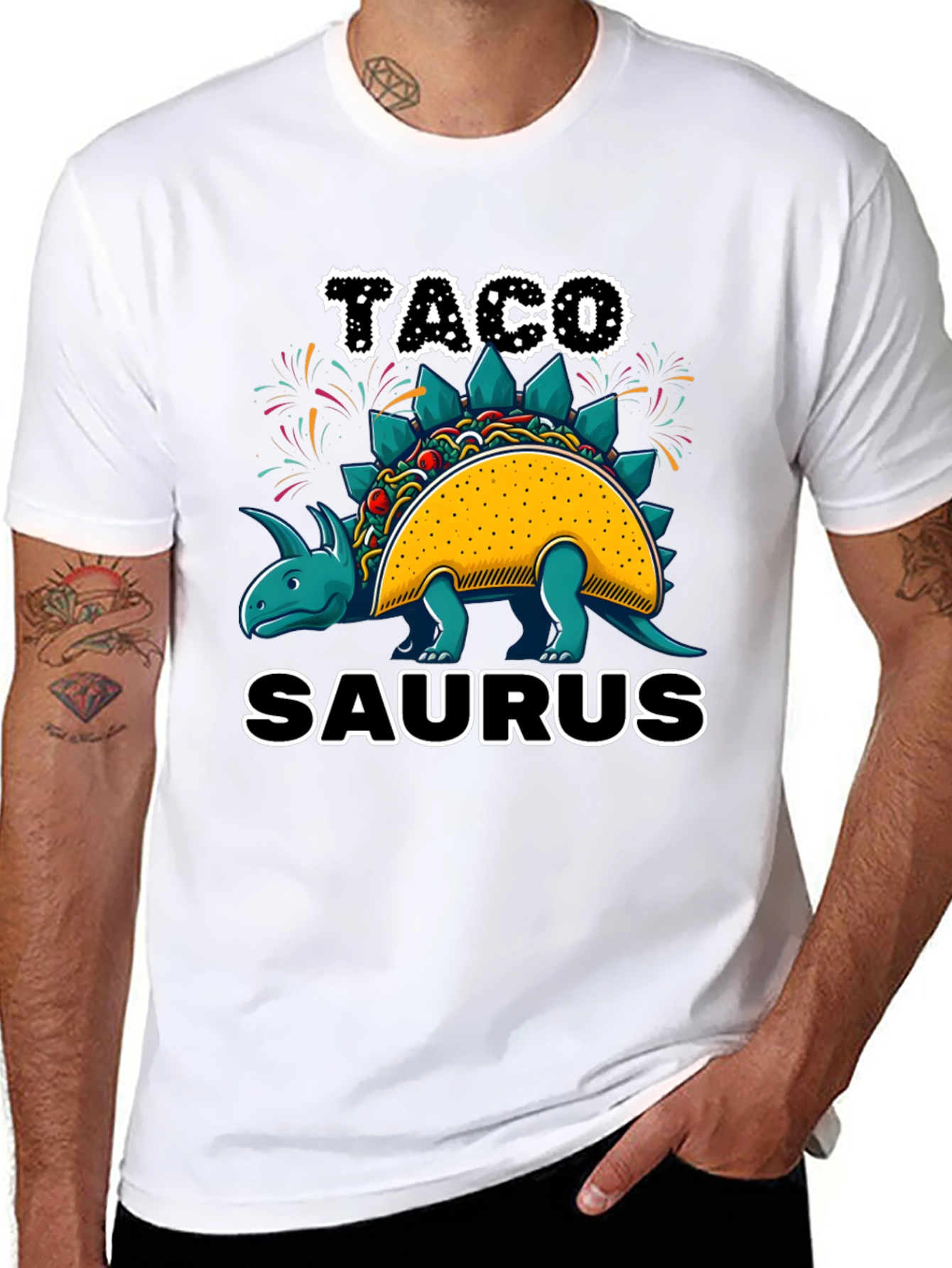 Black Taco-Saurus Black T-Shirt view 8