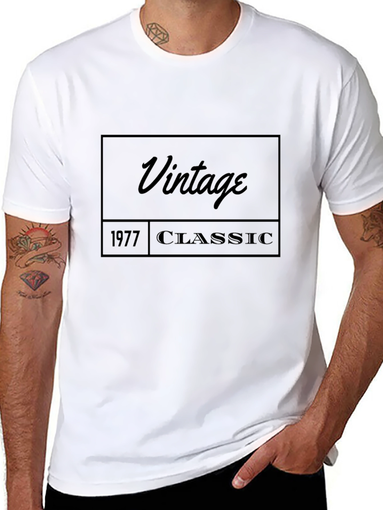 Black Vintage 1977 Classic T-Shirt view 8