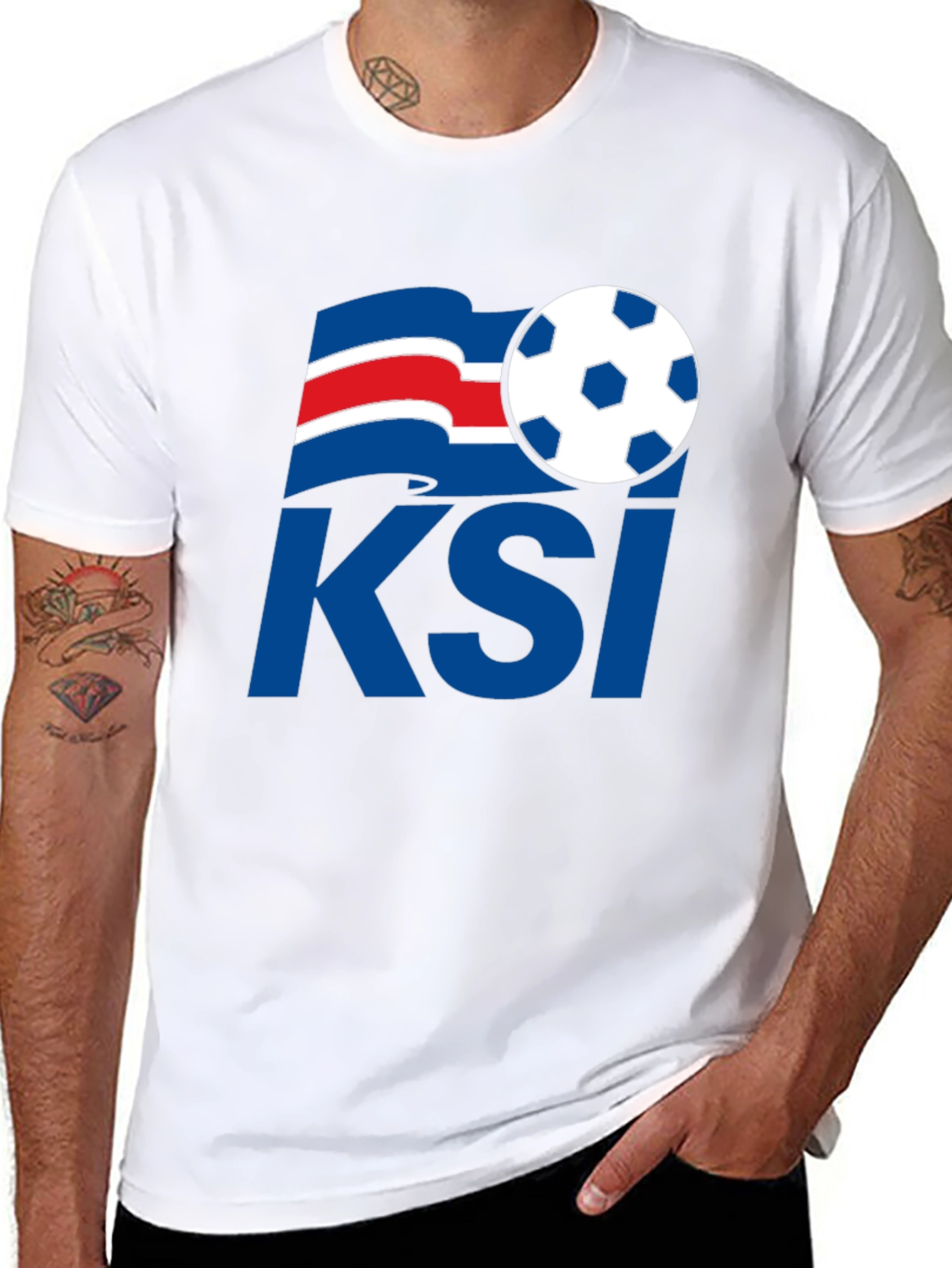 Black Iceland Soccer KSI T-Shirt - Black, Graphic Print view 8