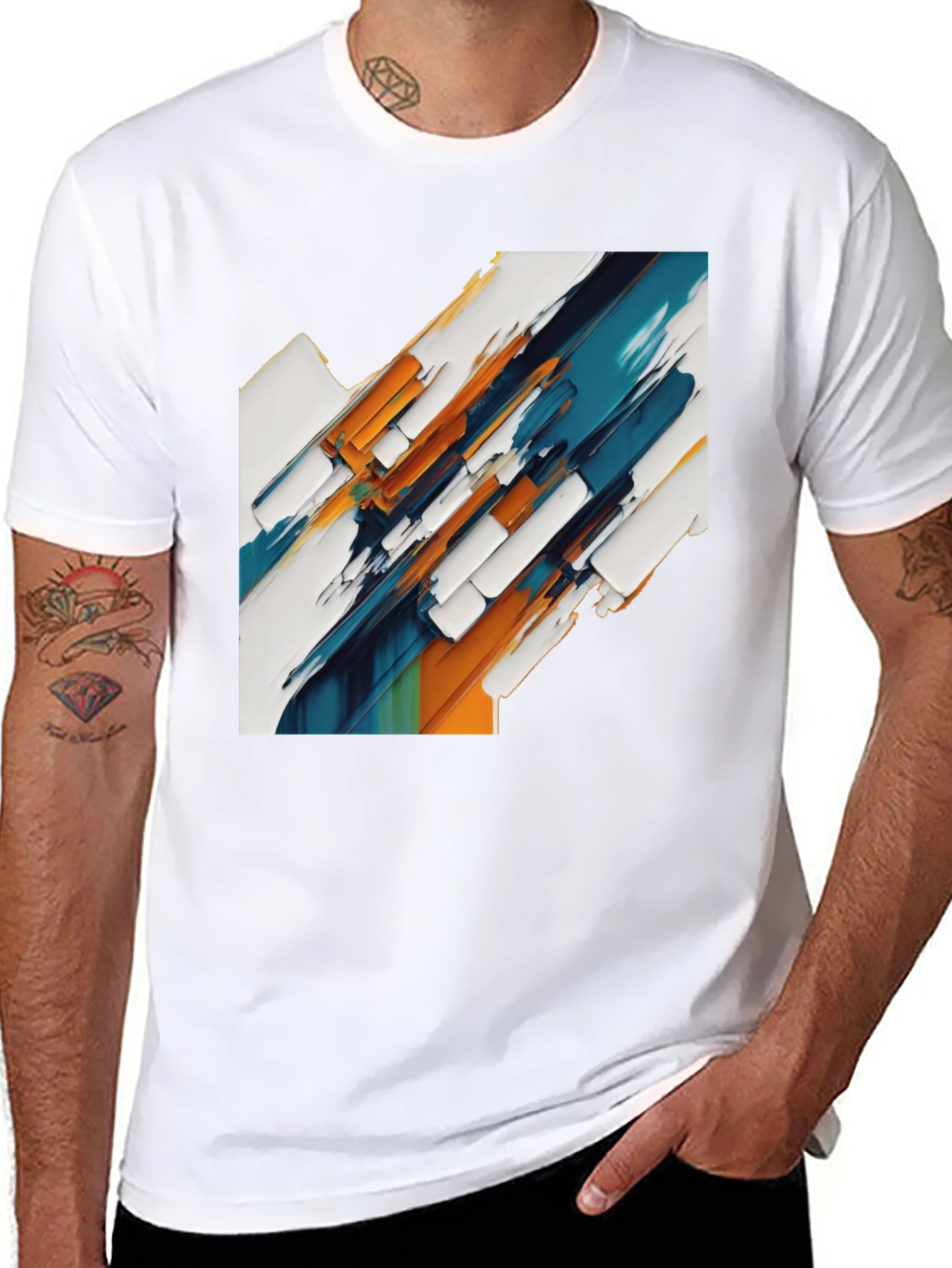 Black Abstract Art Graphic Tee - Modern Style view 8