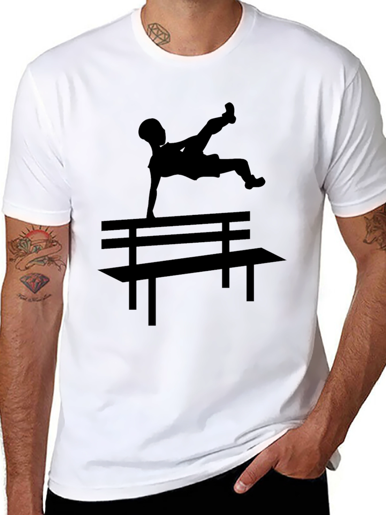 Black Parkour Silhouette Black T-Shirt view 8
