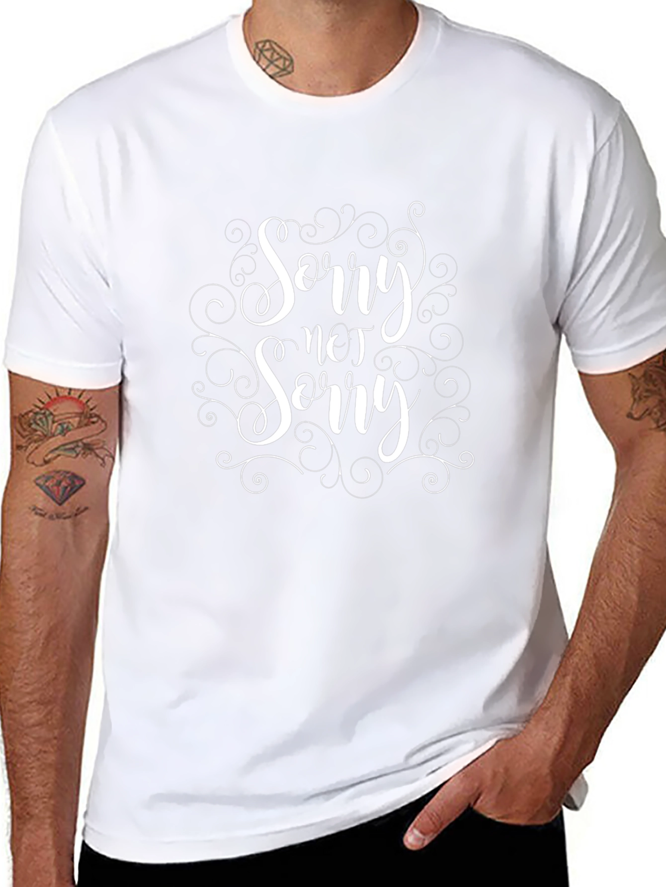 Sorry Not Sorry Graphic Tee - Black Cotton T-Shirt - 8