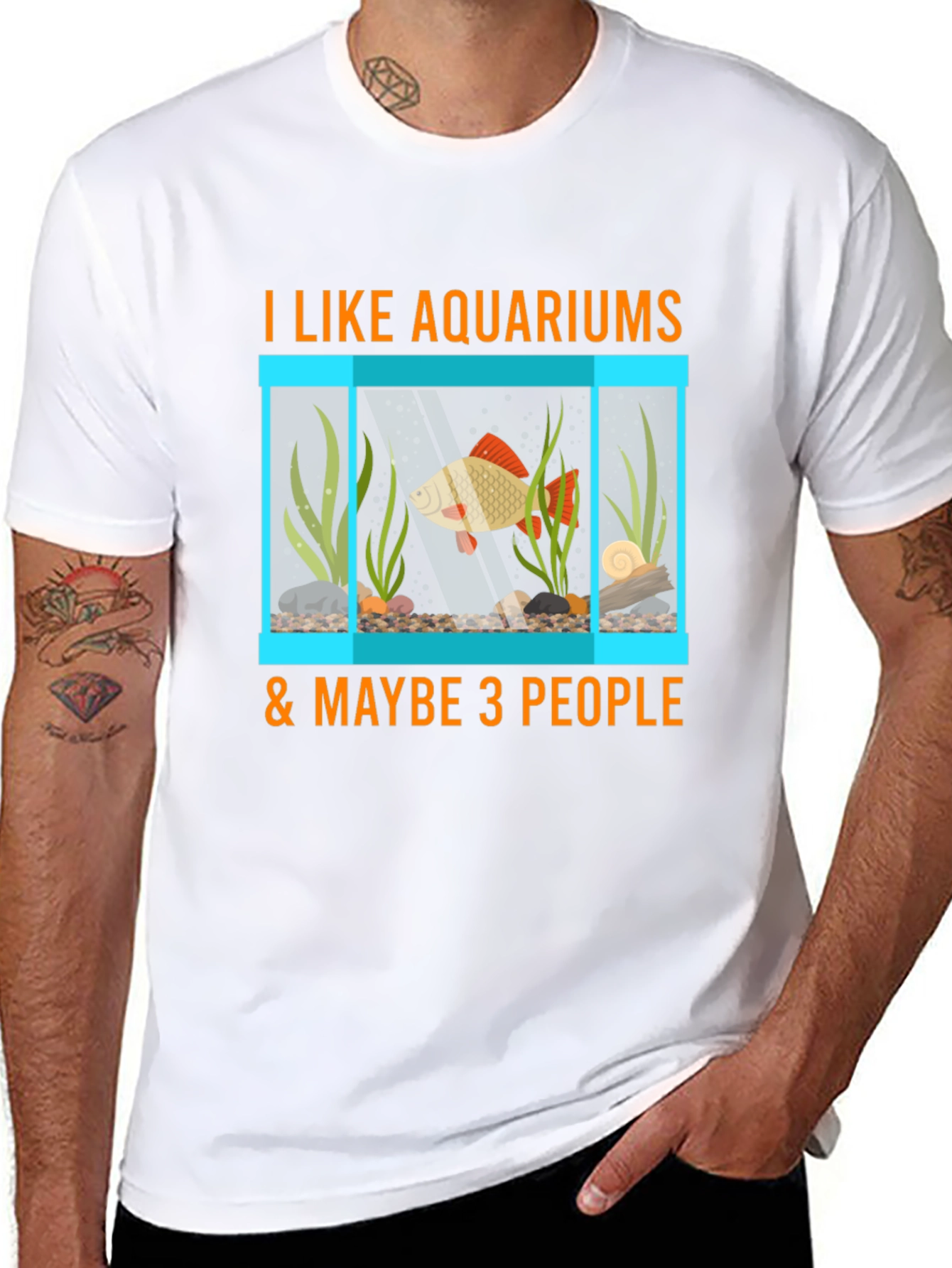 Black Aquarium Lover T-Shirt: Fish Tank & Maybe 3 People view 8