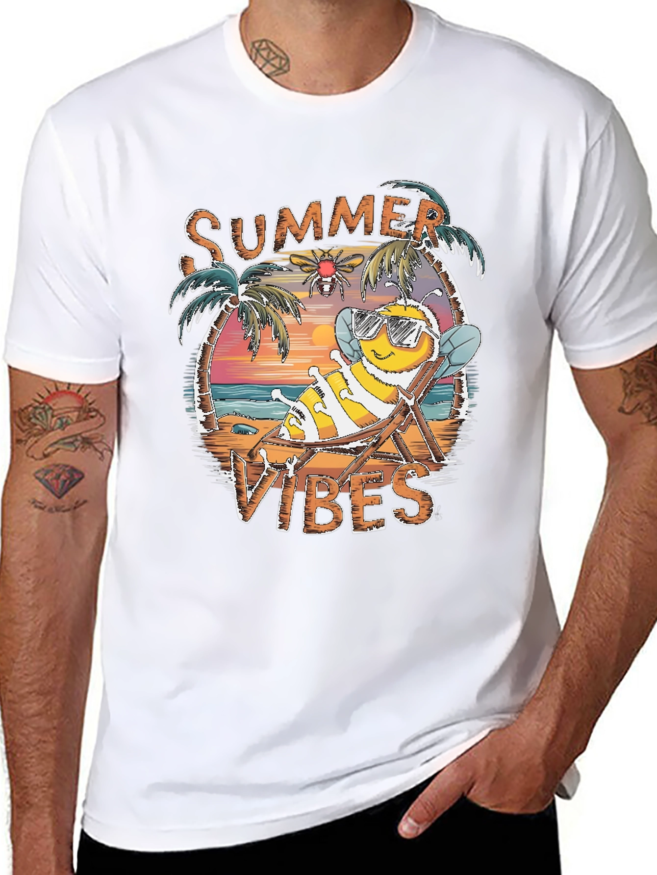 Black Summer Vibes Bee Graphic Tee view 8
