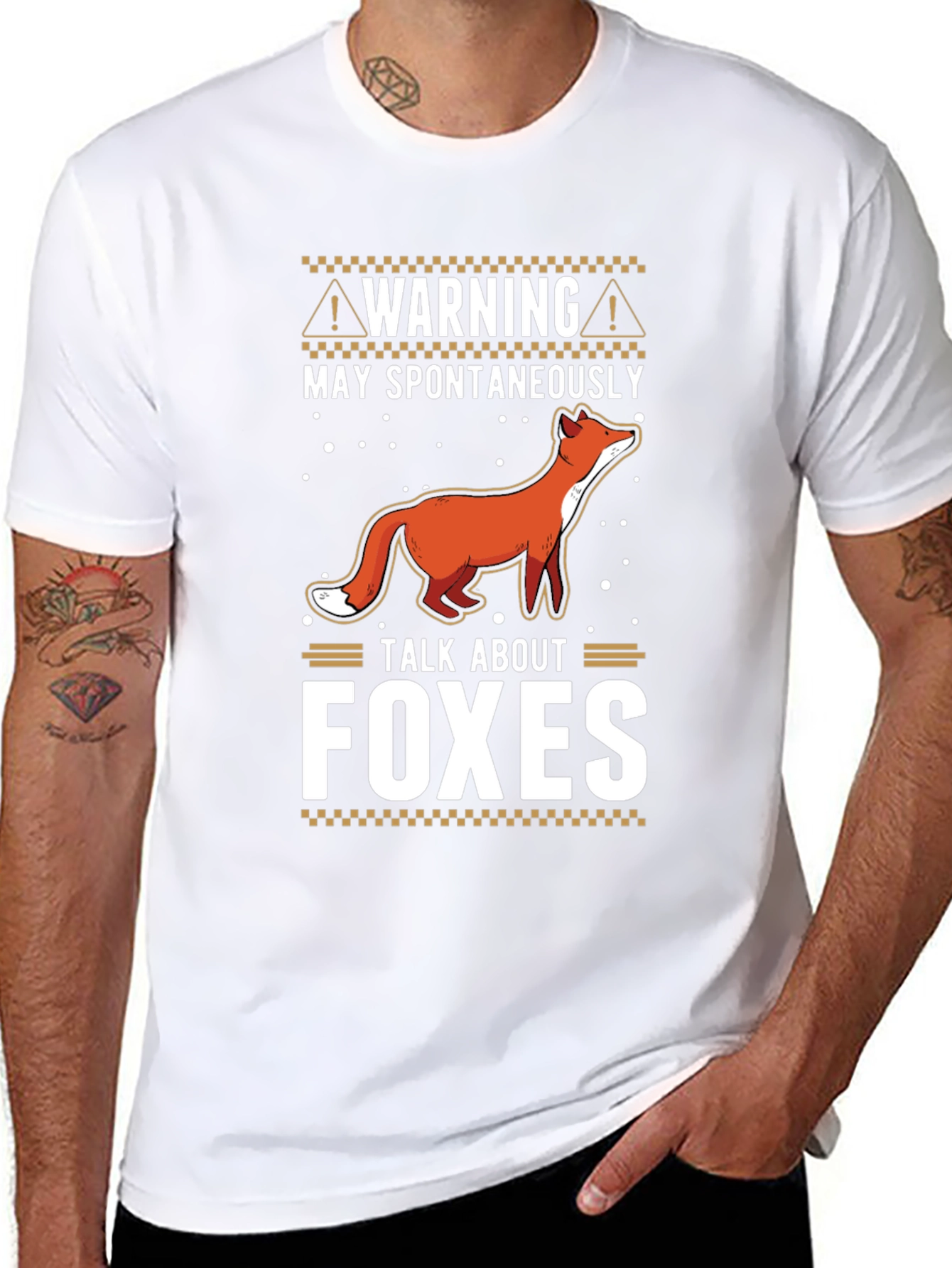 Black Warning May Spontaneously Talk About Foxes T-Shirt view 8