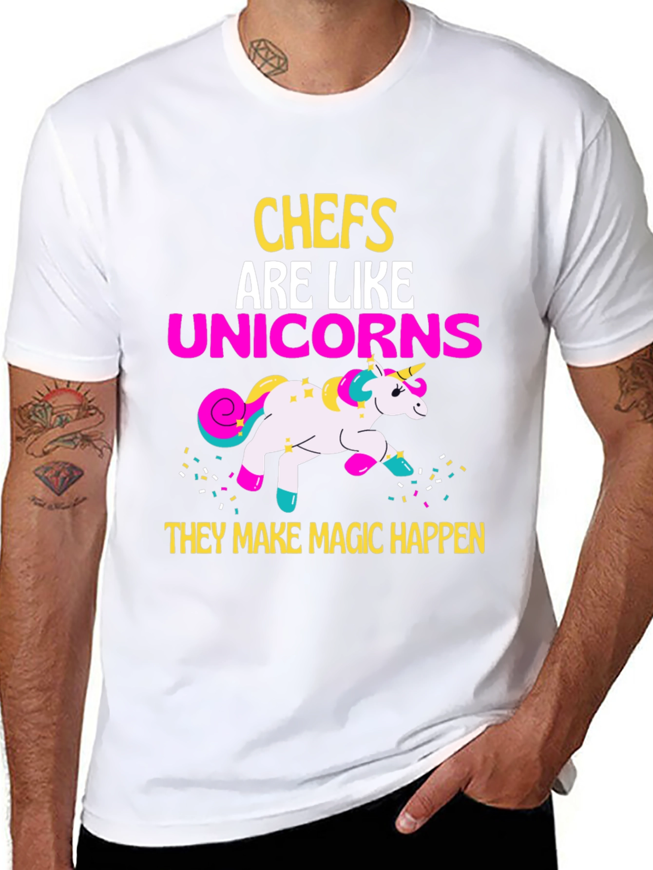 Black Chef Unicorn Graphic T-Shirt view 8