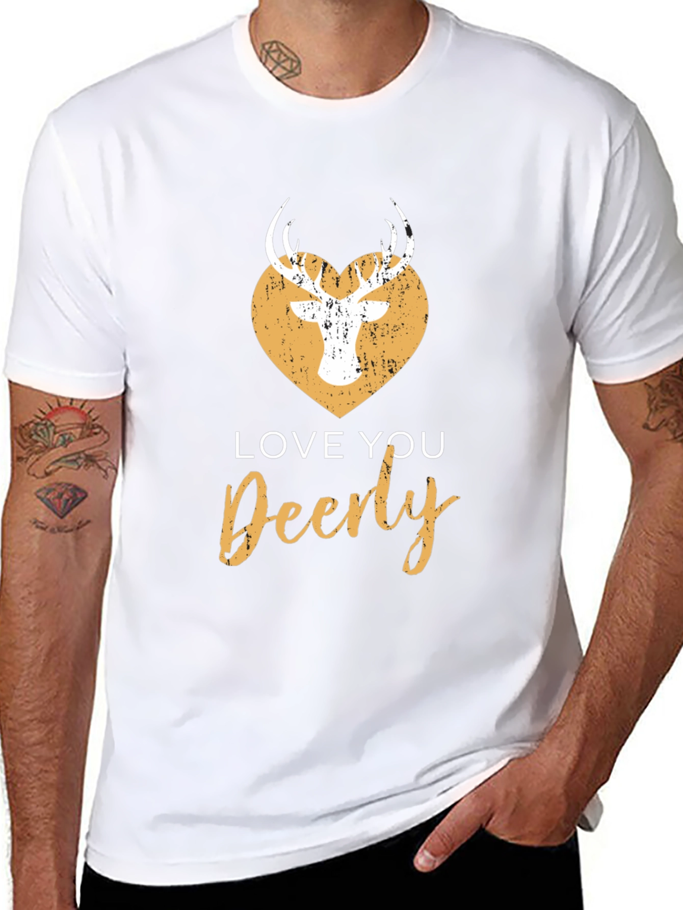 Black Love You Deerly Graphic Tee - Black Cotton T-Shirt view 8