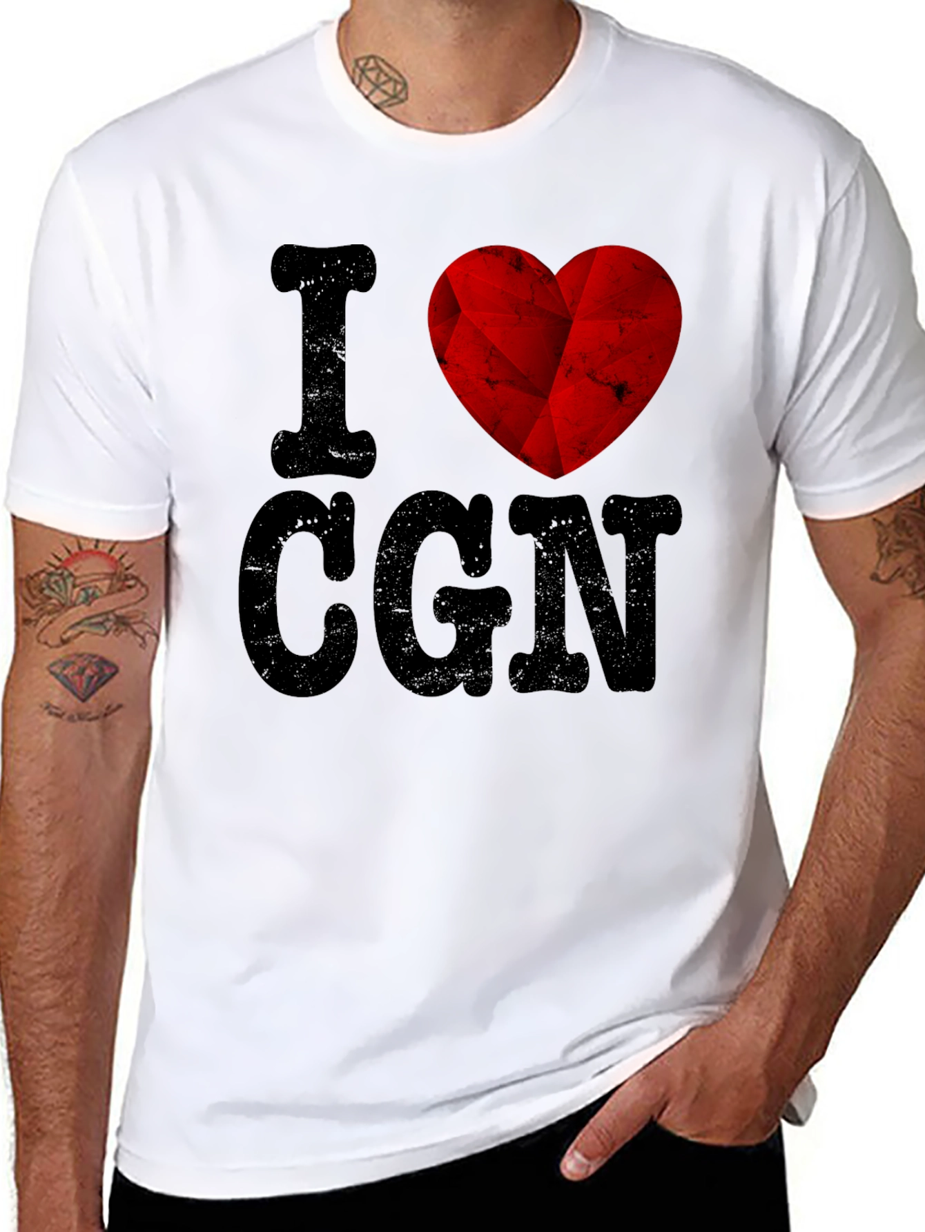 Black I Love CGN Graphic T-Shirt - Black Cotton Tee view 8