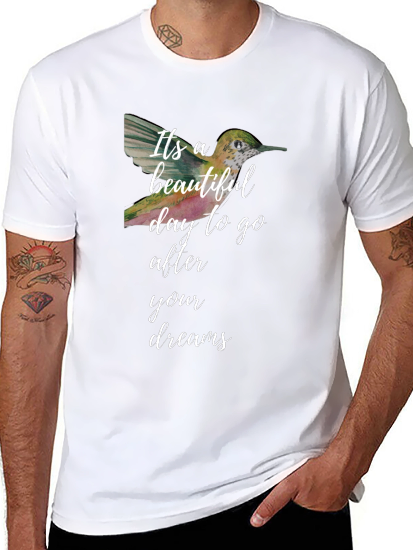 Black Beautiful Day Hummingbird T-Shirt view 8