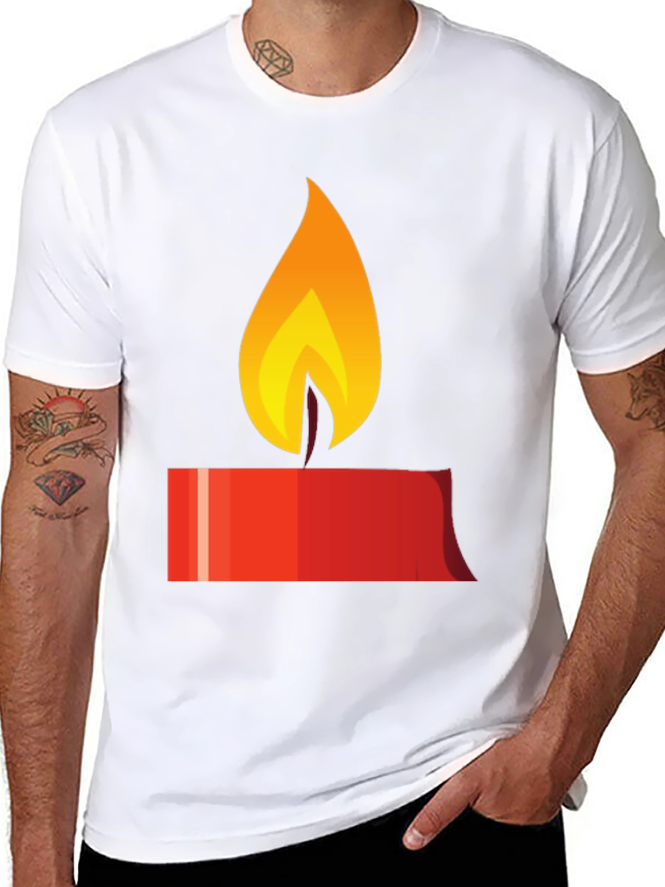 Black Candle Flame Graphic Tee - Black Unisex T-Shirt view 8