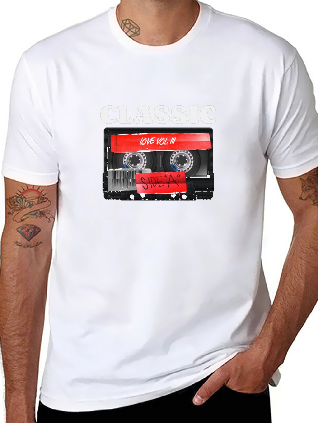 Black Classic Love Vol III Cassette Tape Graphic T-Shirt view 8