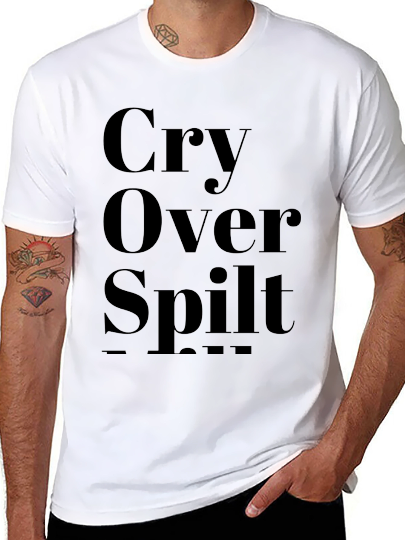 Black Cry Over Spilt Milk T-Shirt - Soft Cotton Graphic Tee view 8