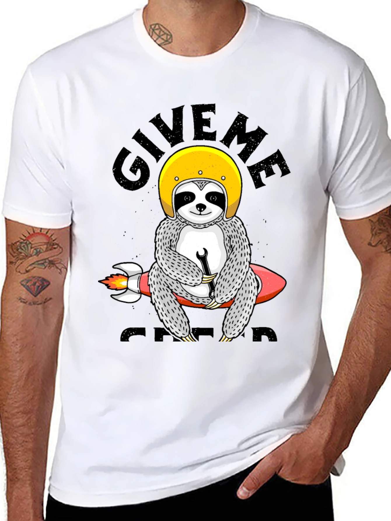 Black Sloth Rocket T-Shirt - Give Me Speed Funny Tee view 8