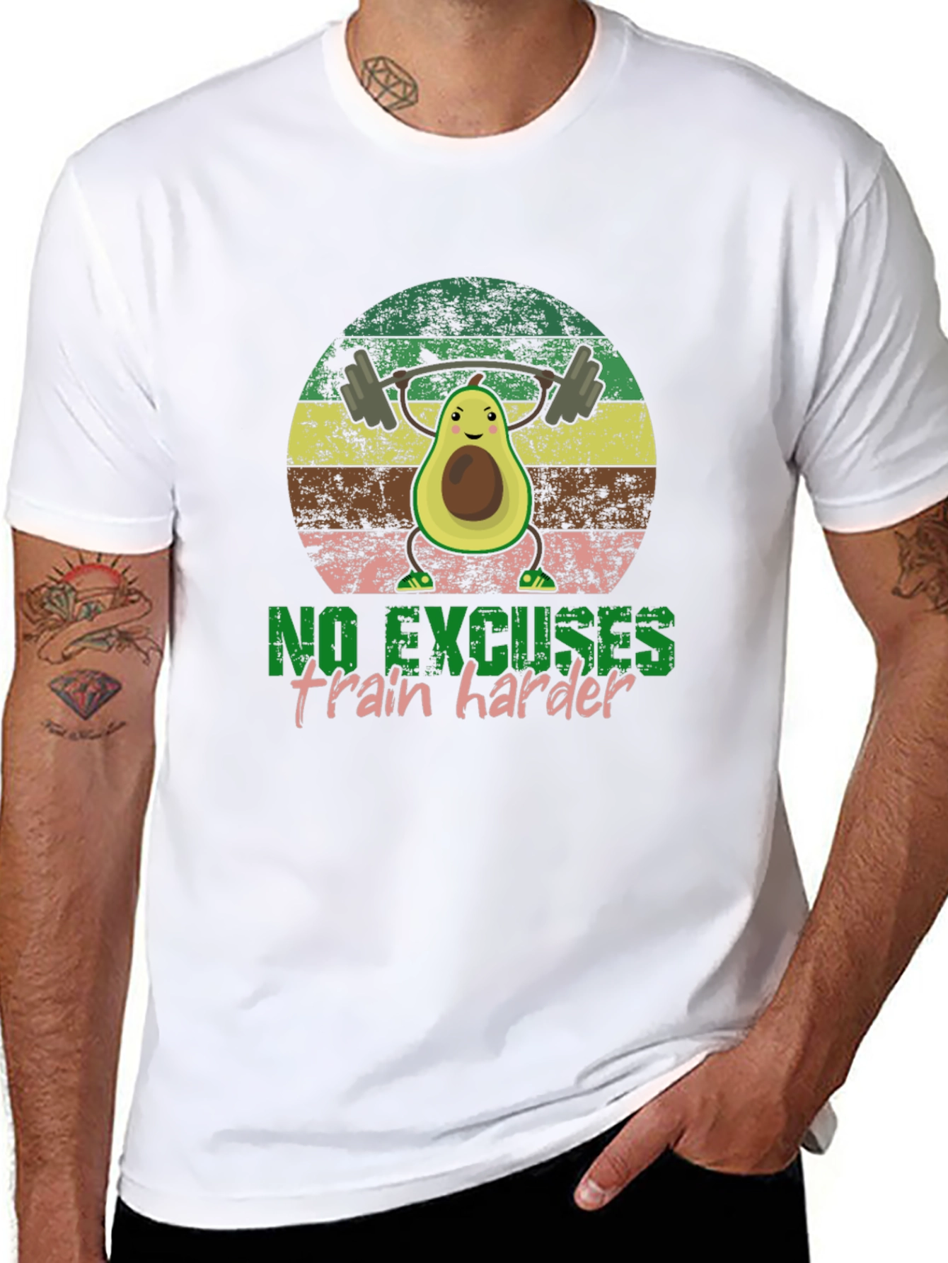 Black Funny Avocado Gym T-Shirt - No Excuses view 8