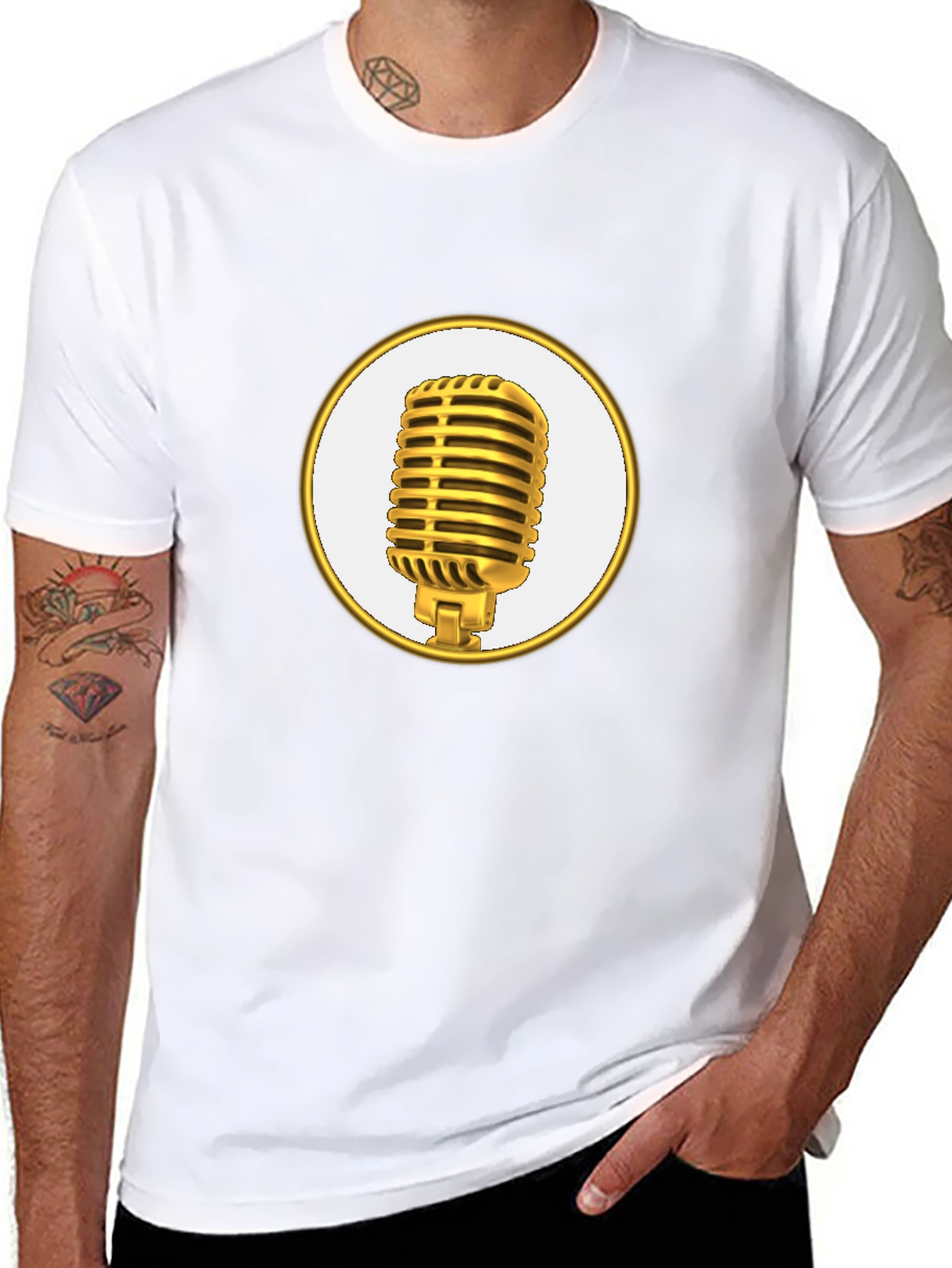 Black Retro Microphone Graphic Tee - Stylish & Comfortable view 8