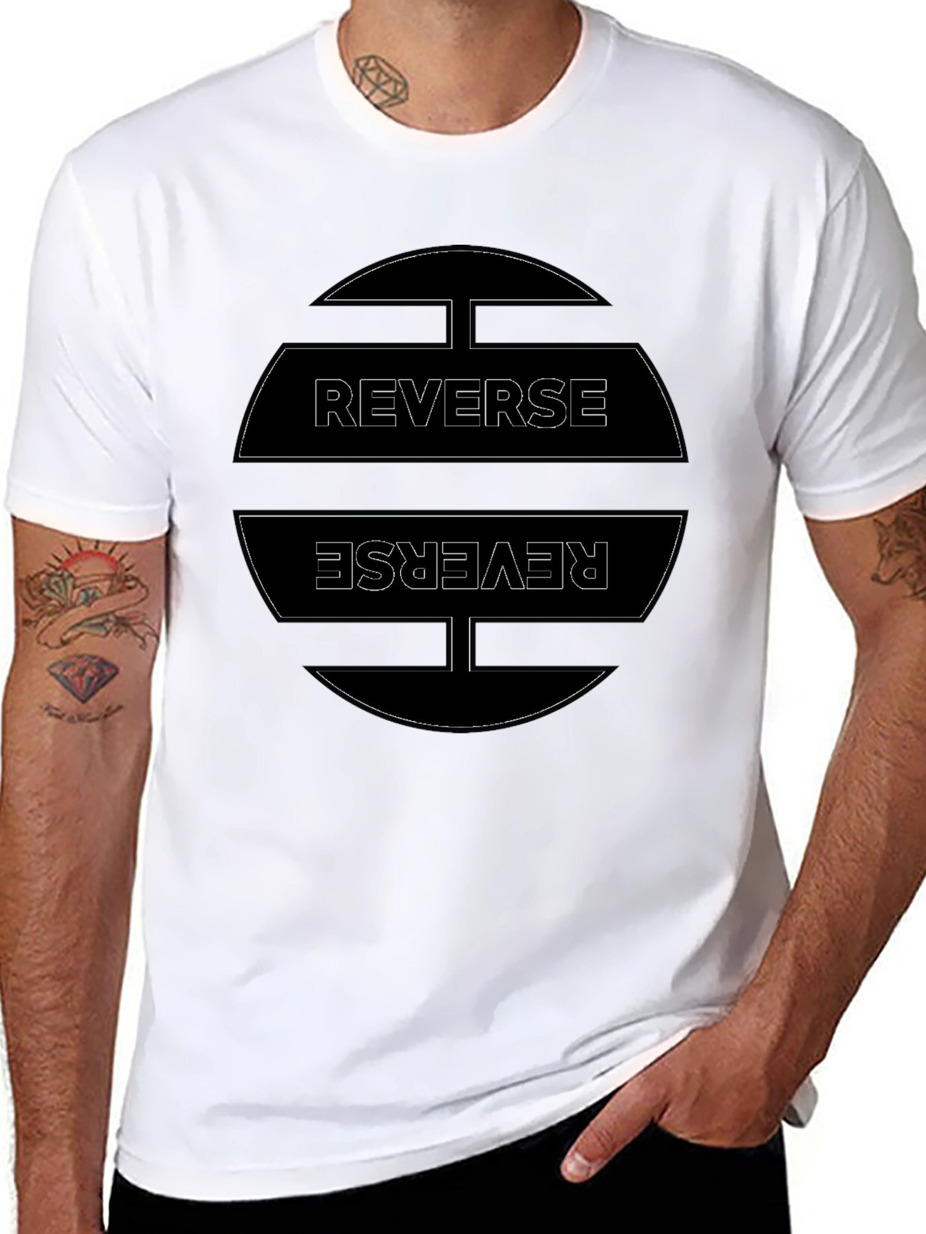 Black Reverse Graphic Tee - Casual Black T-Shirt view 8