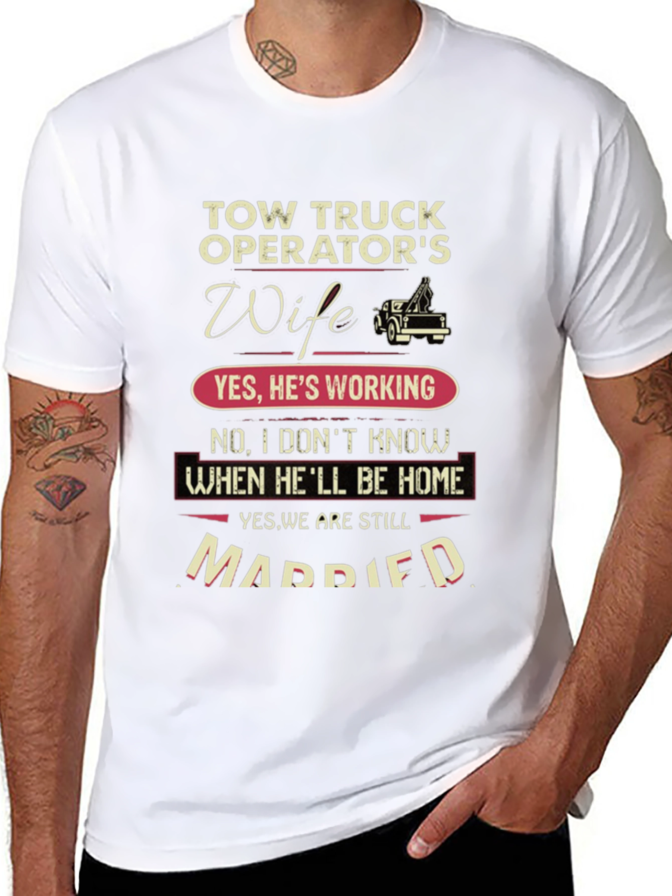 Black Tow Truck Operator's Wife Graphic T-Shirt view 8