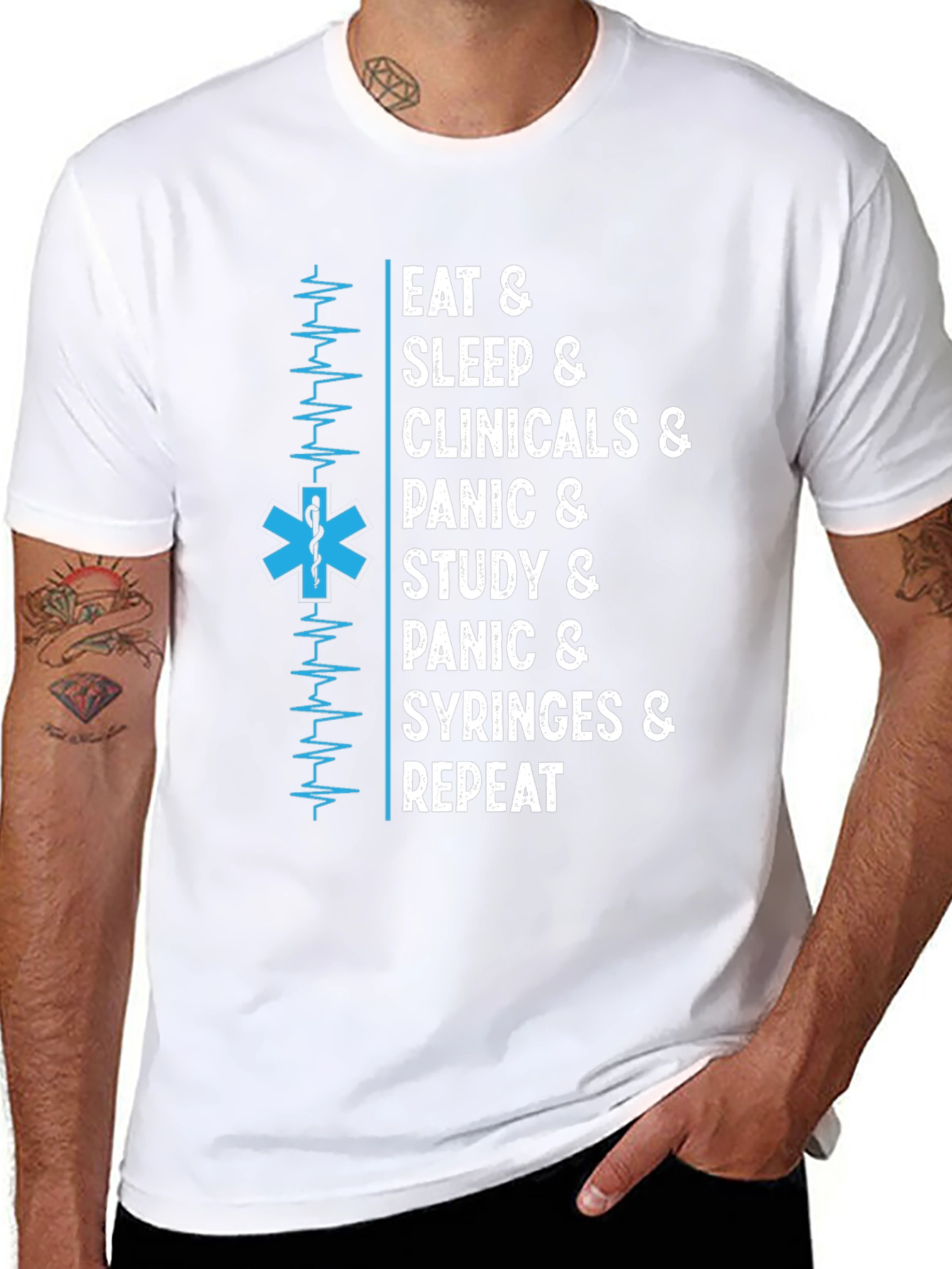 Black Eat Sleep Clinicals T-Shirt - Medical Student Tee view 8