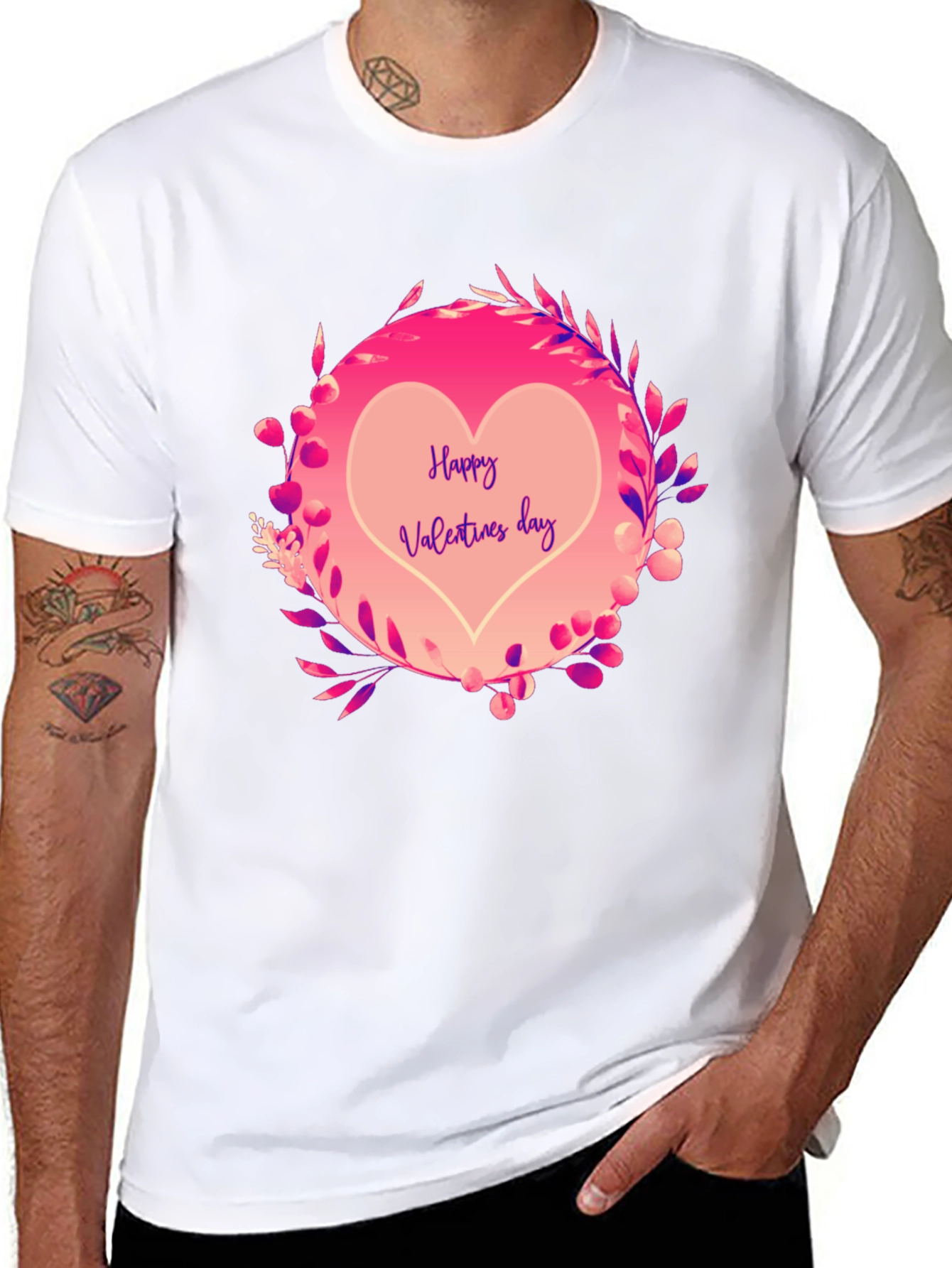 Black Happy Valentine's Day Heart Graphic Tee - Black view 8