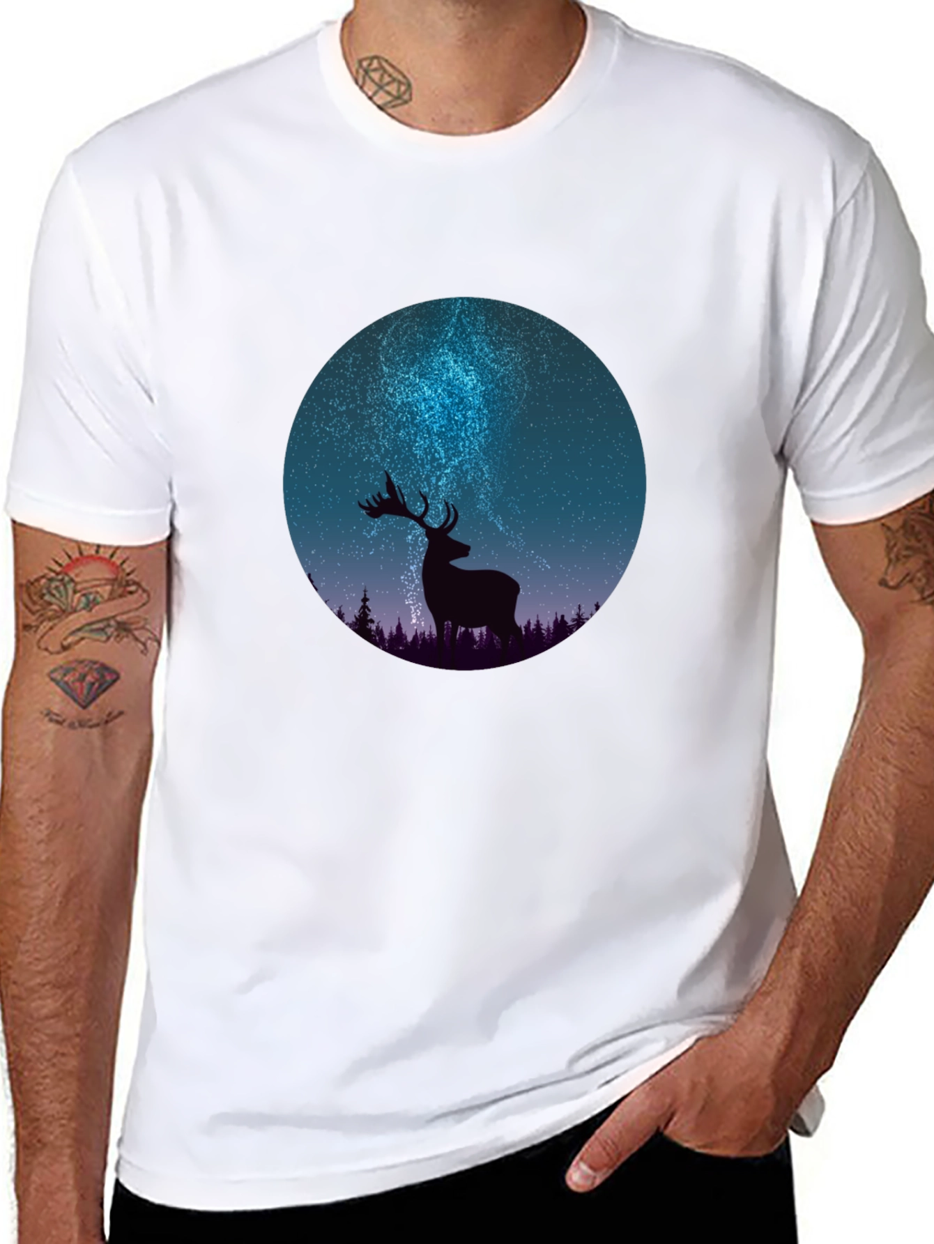 Black Deer Silhouette Graphic Tee - Men's Black T-Shirt view 8