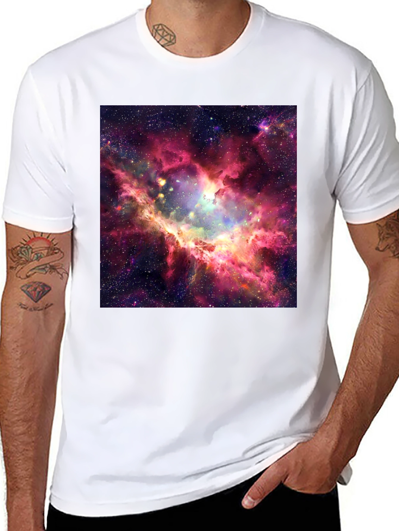 Black Nebula Print Black T-Shirt view 8
