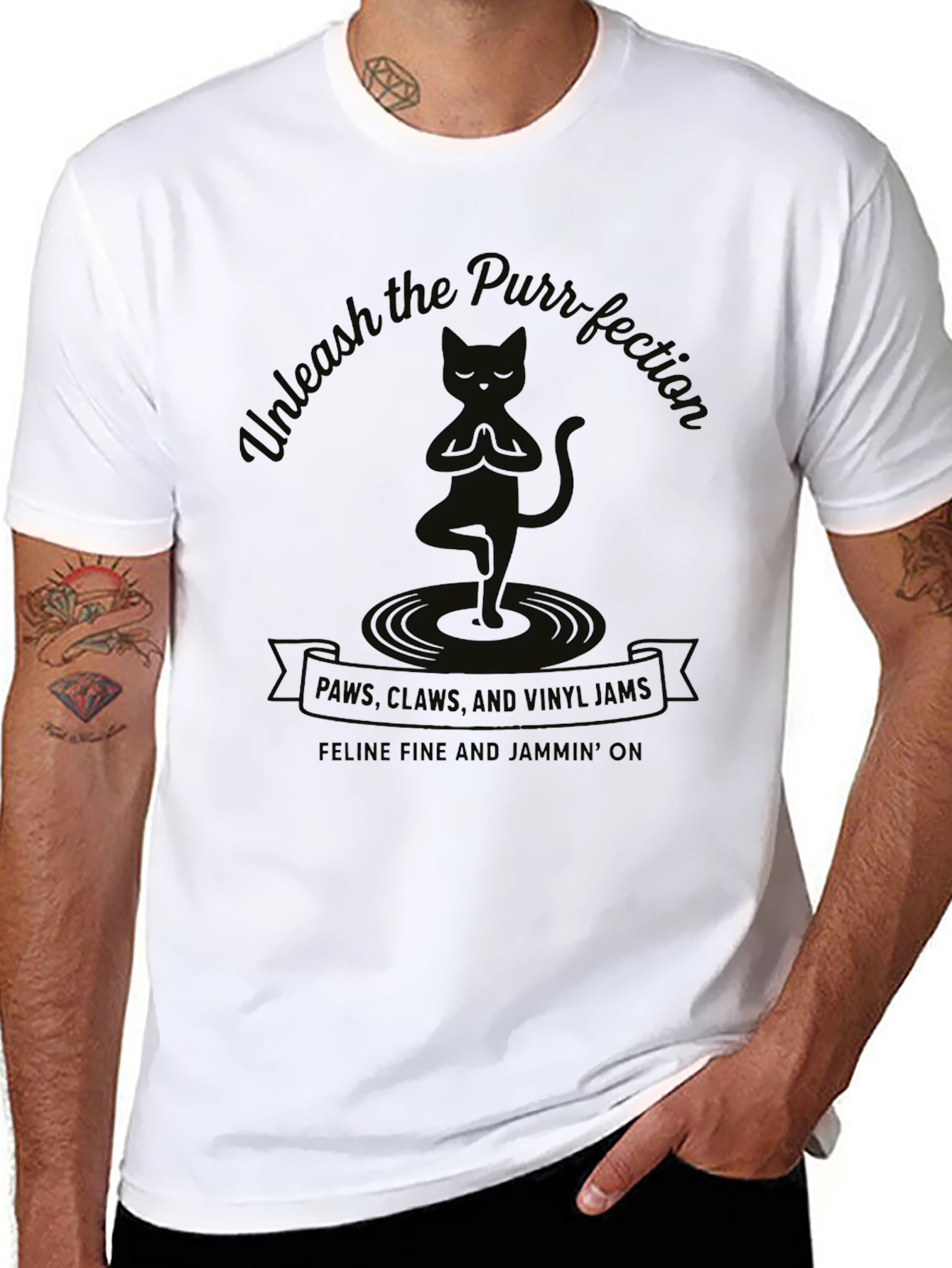 Black Unleash the Purr-fection T-Shirt - Feline Fine Tee view 8