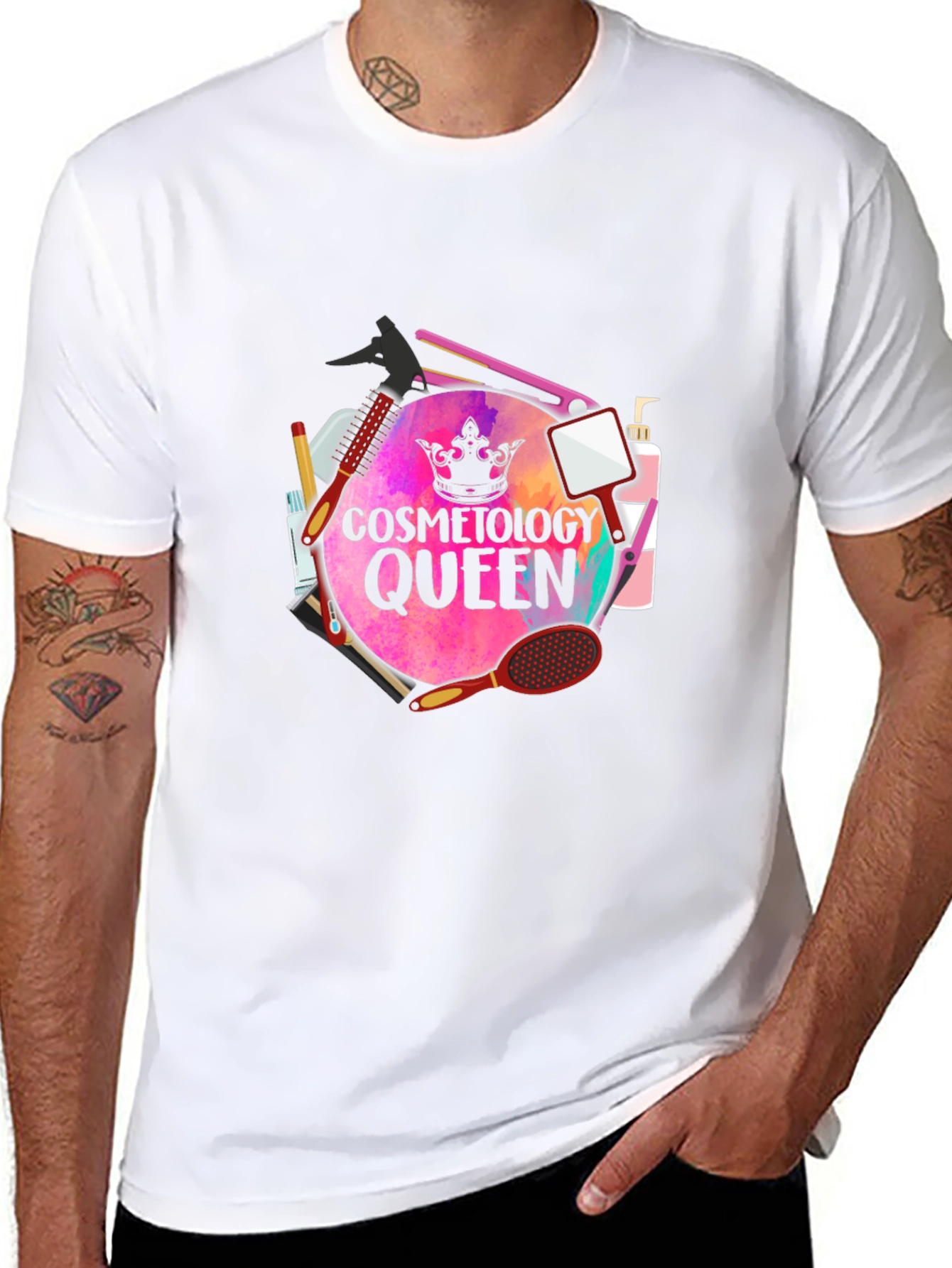 Black Cosmetology Queen T-Shirt - Stylish Salon Apparel view 8