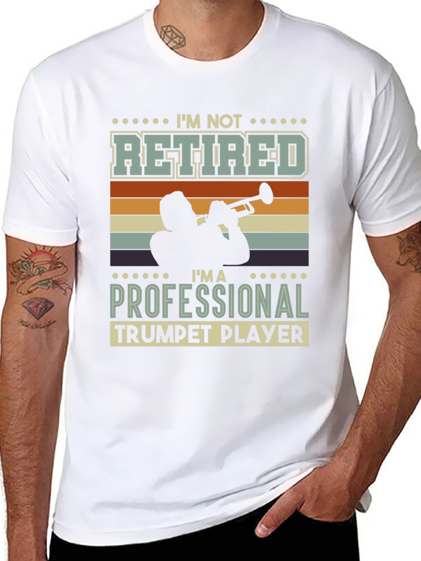 Black I'm Not Retired Trumpet Player Graphic Tee view 8