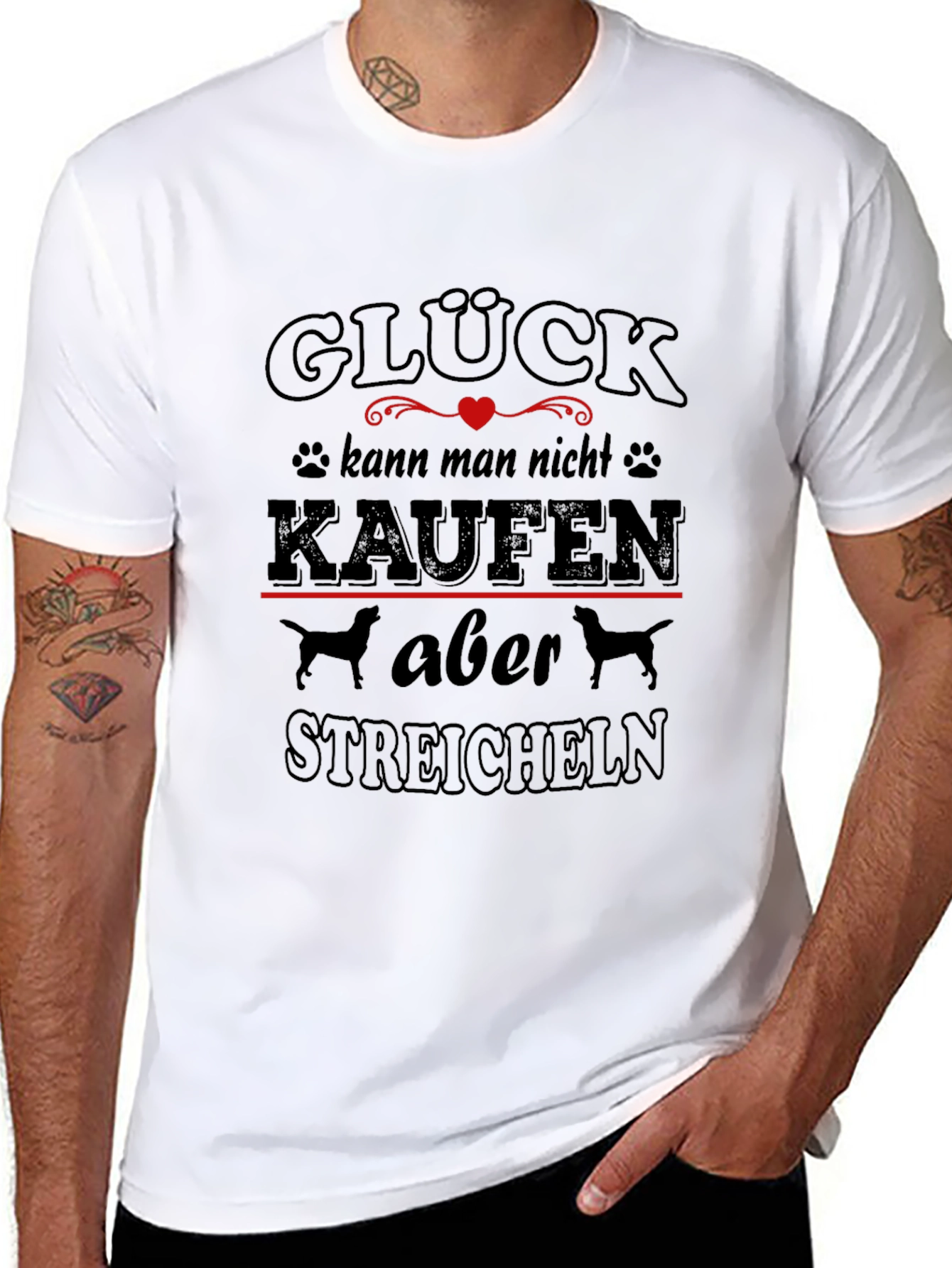 Black Glück Dog Lover T-Shirt - German Saying Tee view 8
